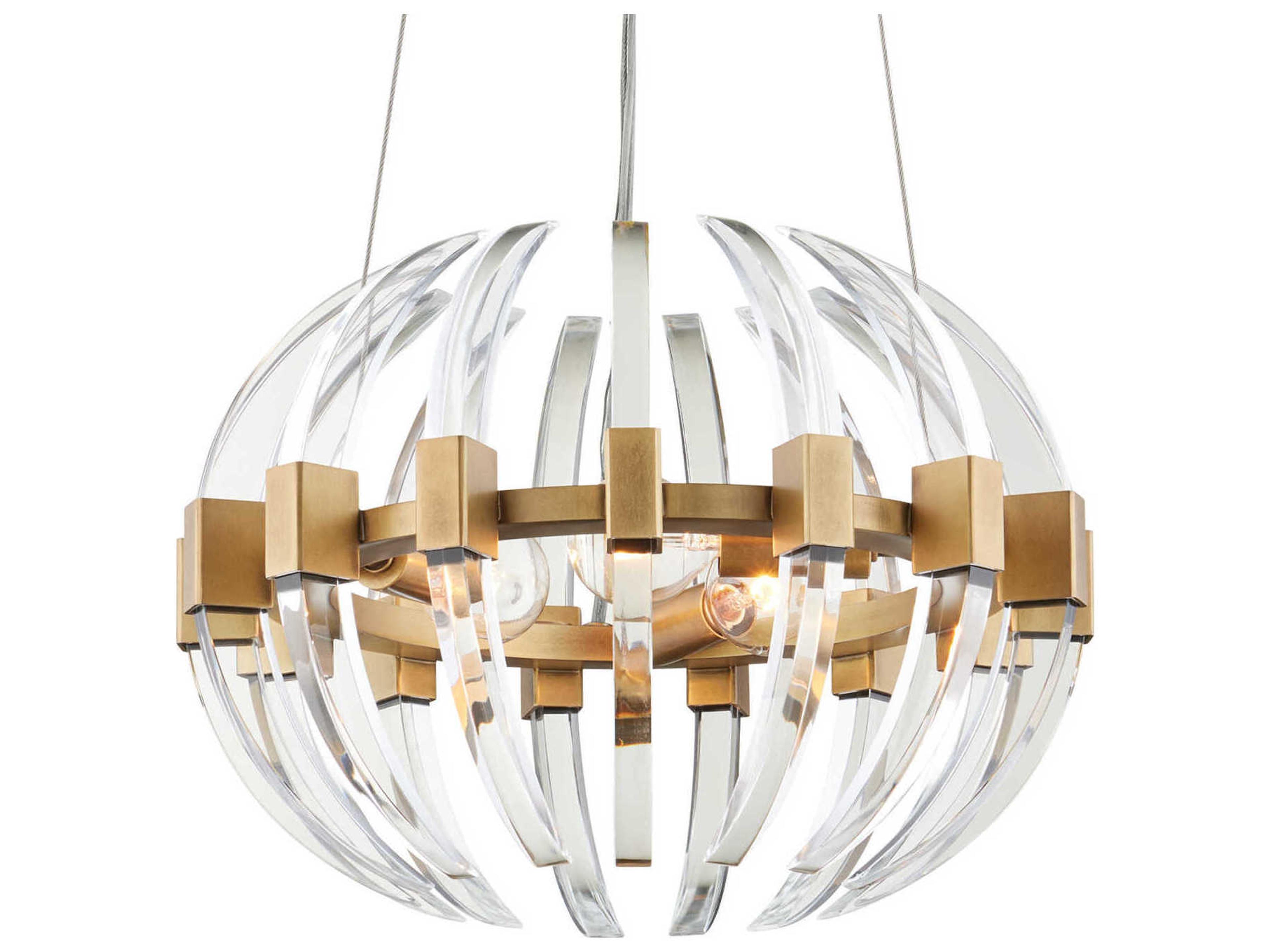 Currey & Company Coquette 3-Light Antique Brass Chandelier