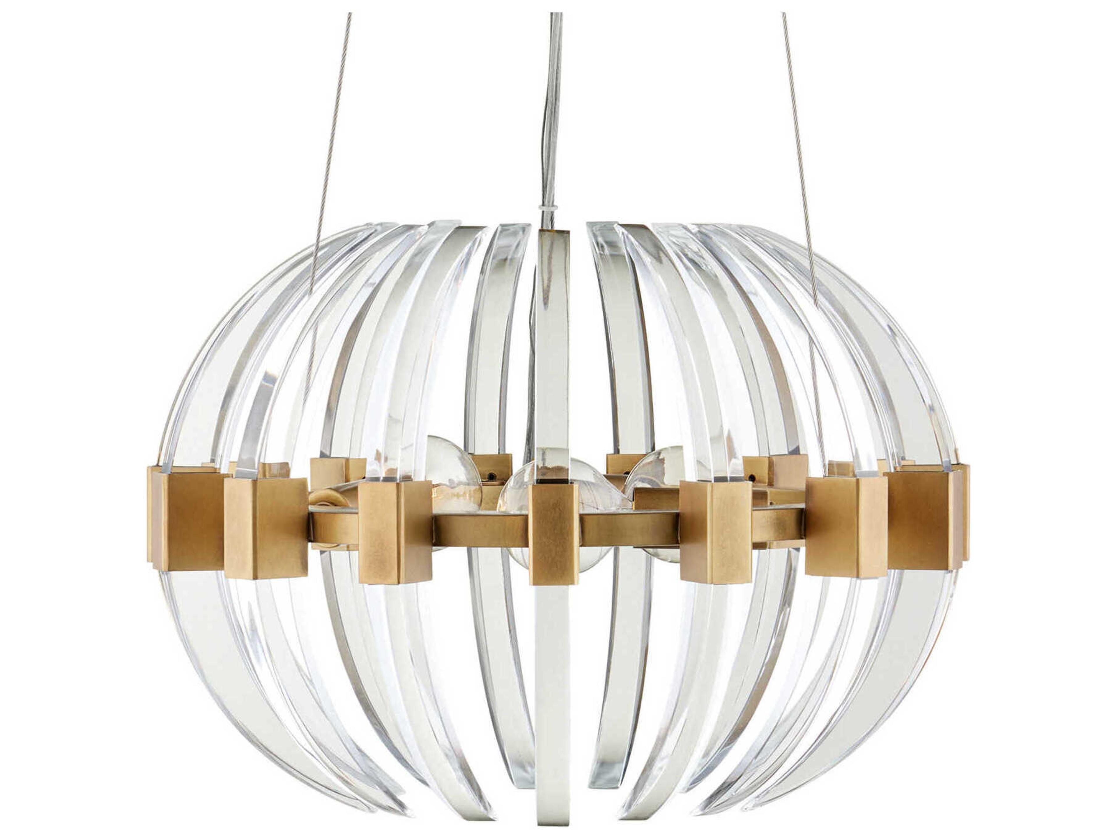 Currey & Company Coquette 3-Light Antique Brass Chandelier