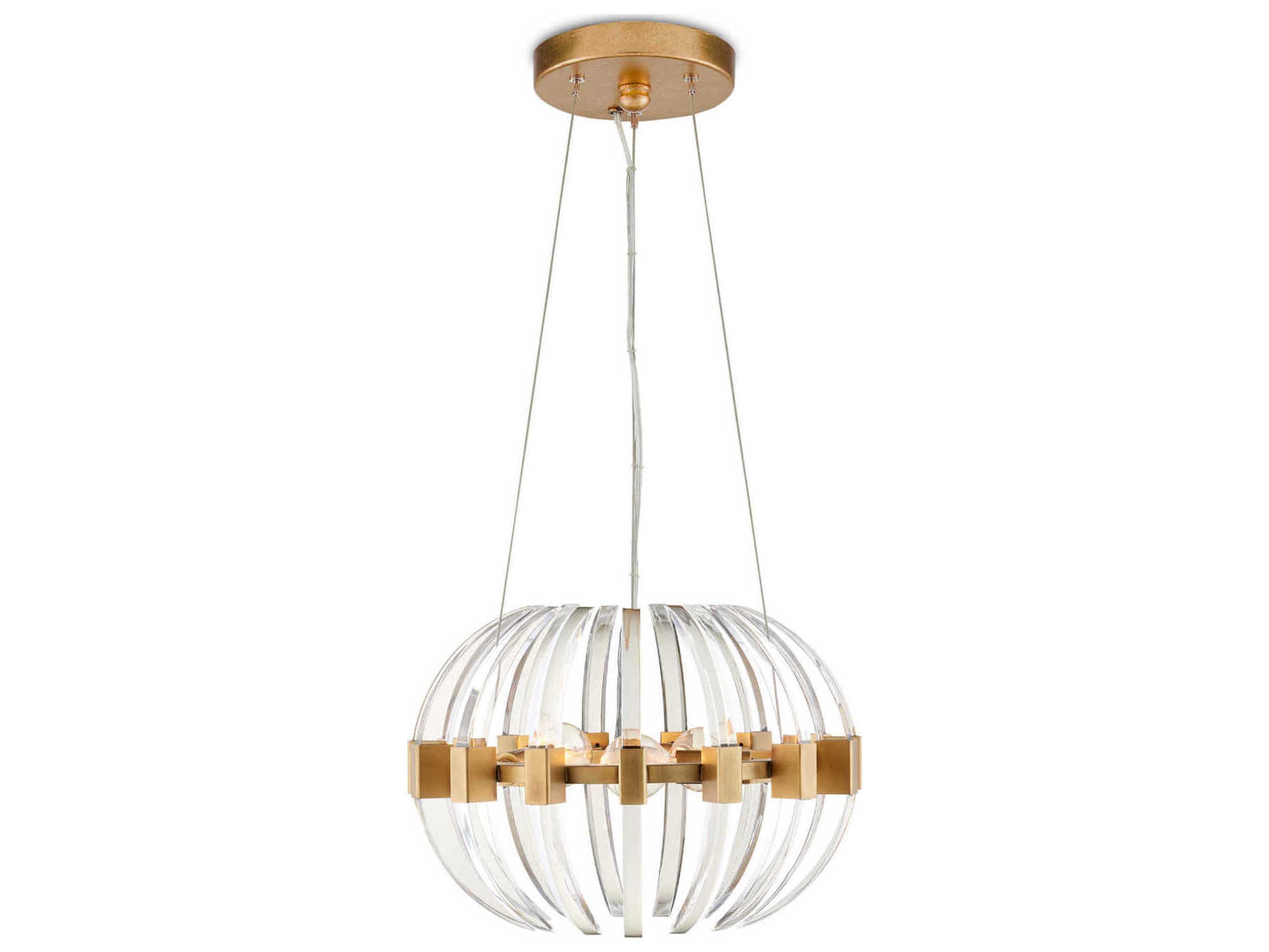 Currey & Company Coquette 3-Light Antique Brass Chandelier