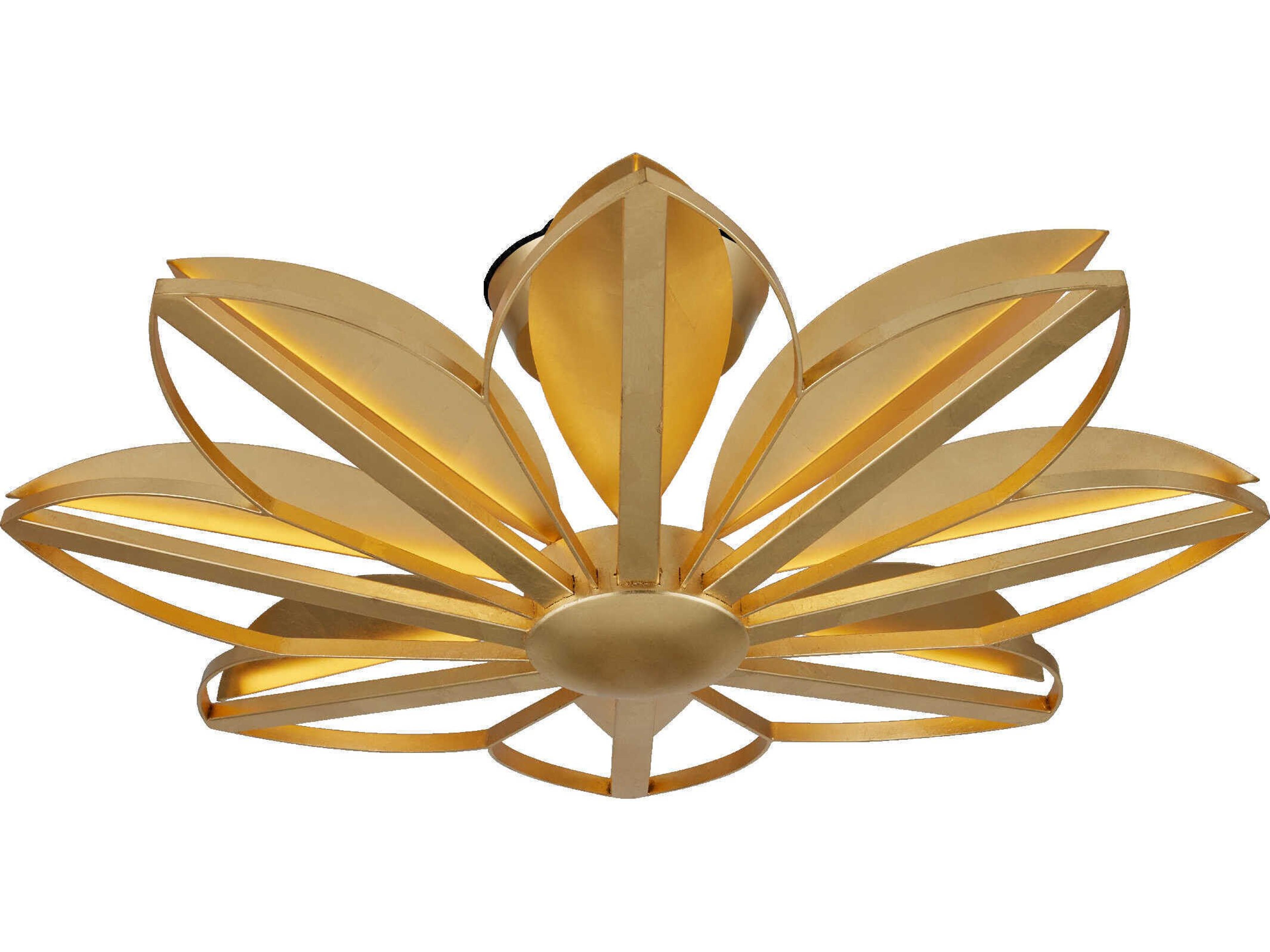 Currey & Company Stewart 8-Light Gold Leaf Geometric Semi Flush Mount
