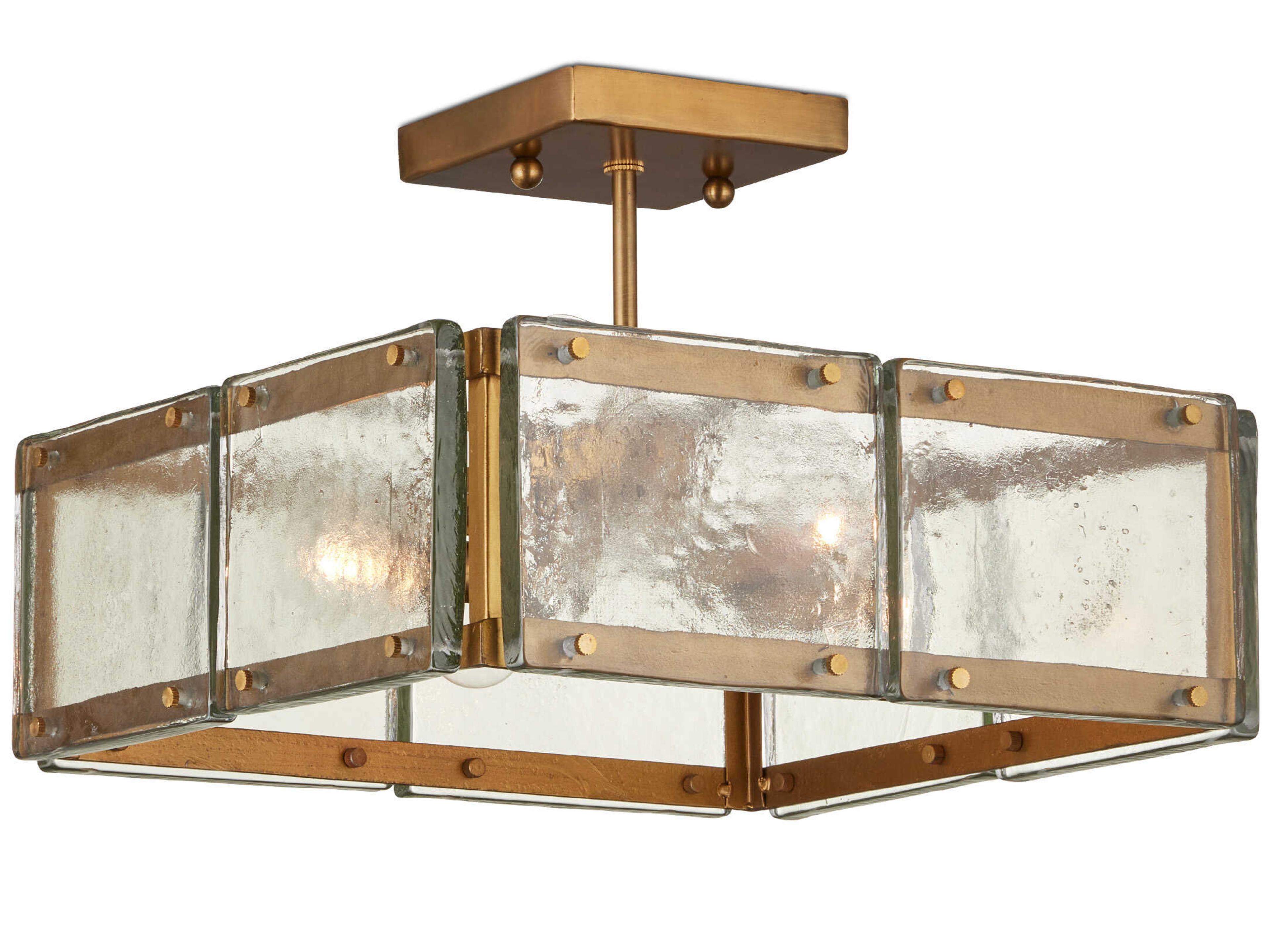 Currey & Company Countervail 4-Light Antique Brass Semi Flush Mount