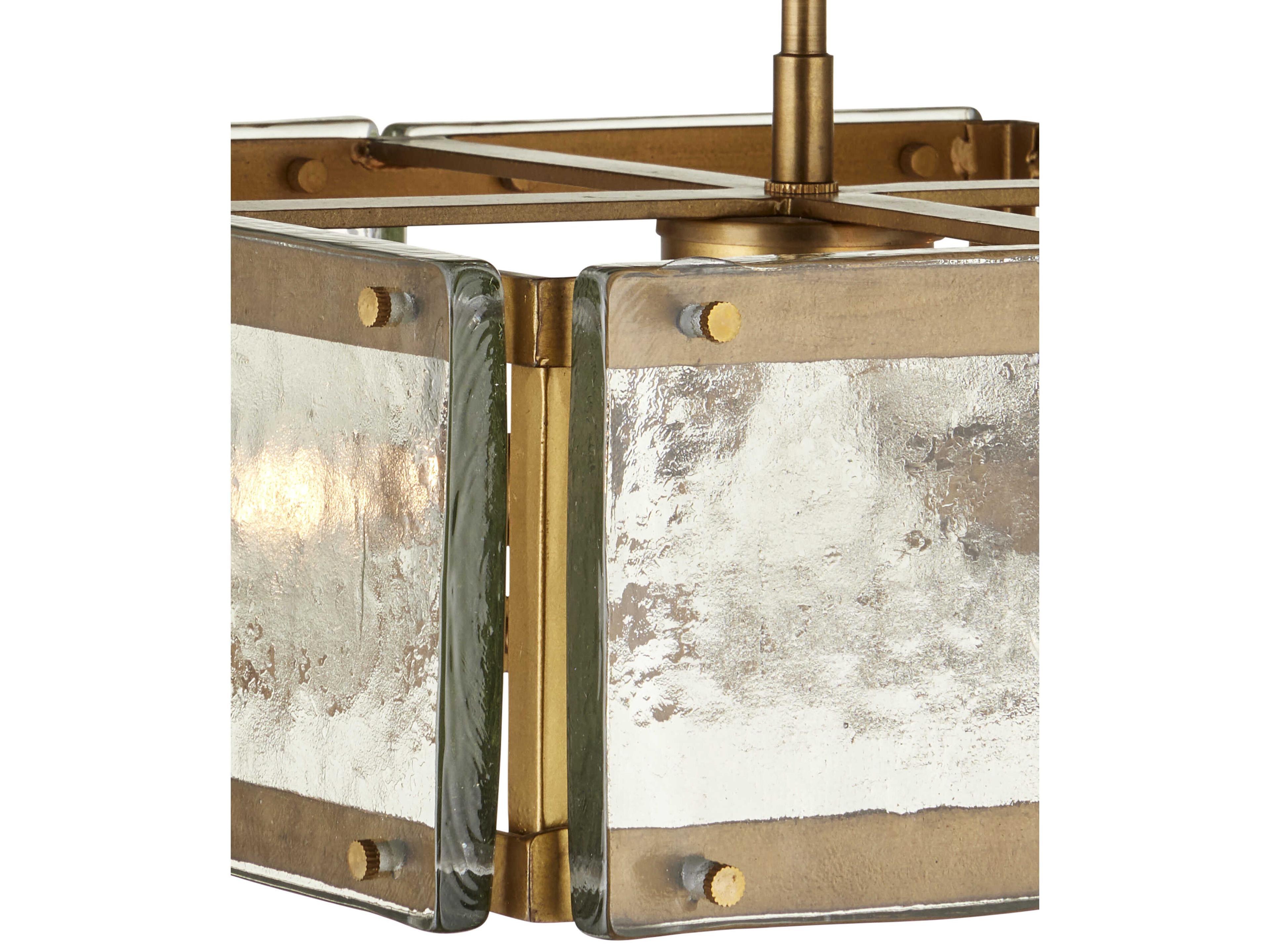 Currey & Company Countervail 4-Light Antique Brass Semi Flush Mount