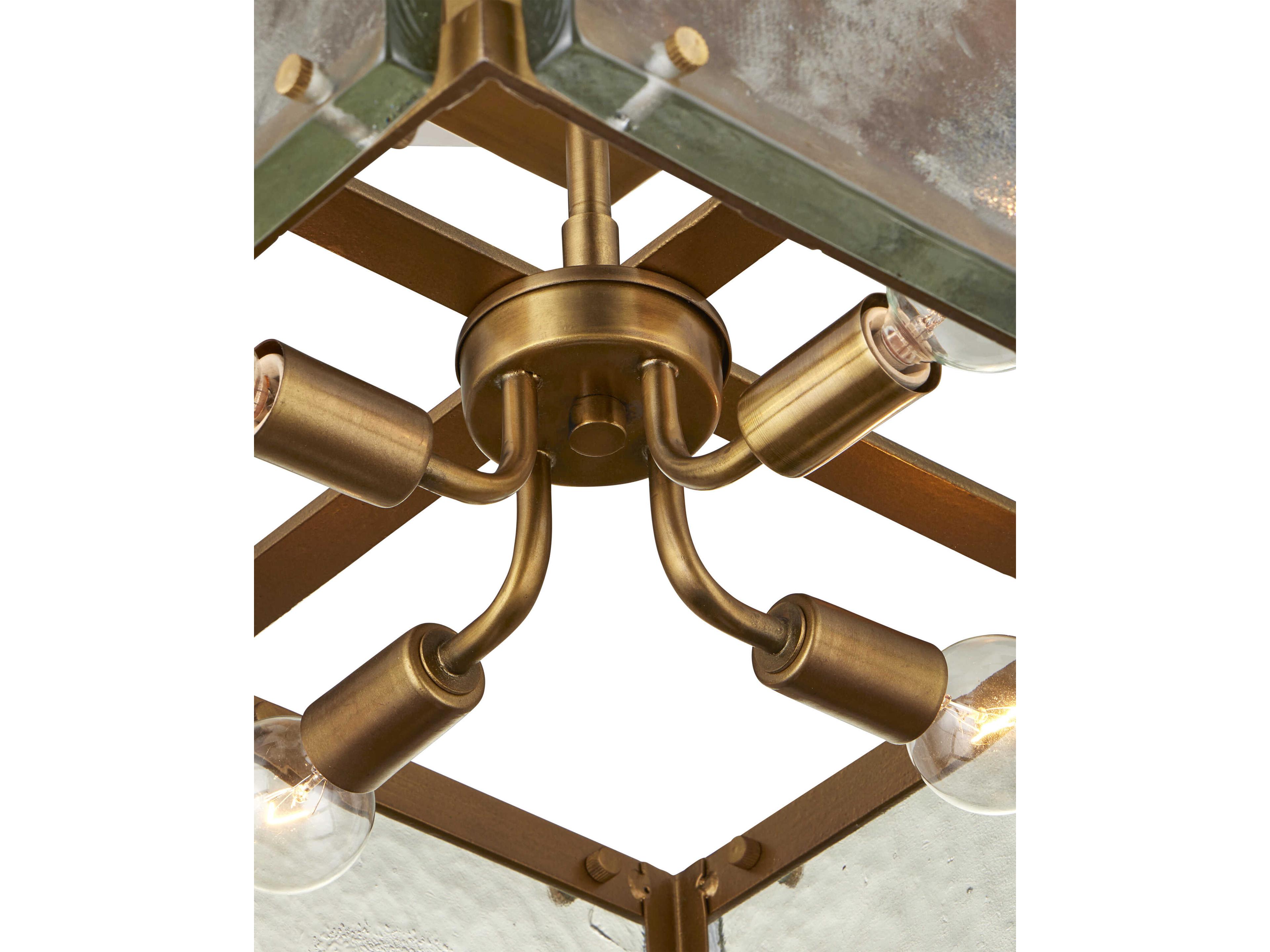 Currey & Company Countervail 4-Light Antique Brass Semi Flush Mount