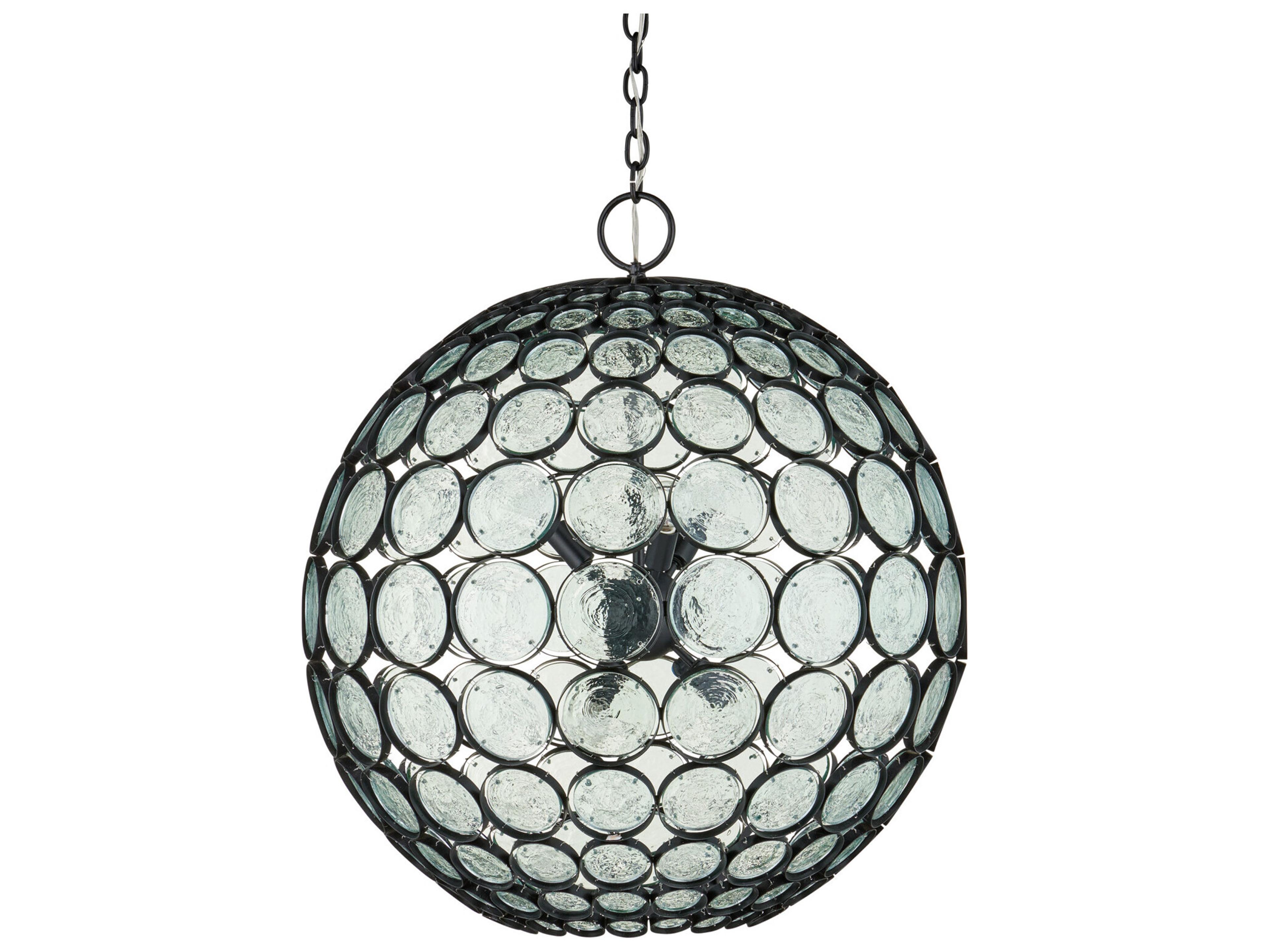 Currey & Company Etude 6-Light Satin Black Globe Pendant
