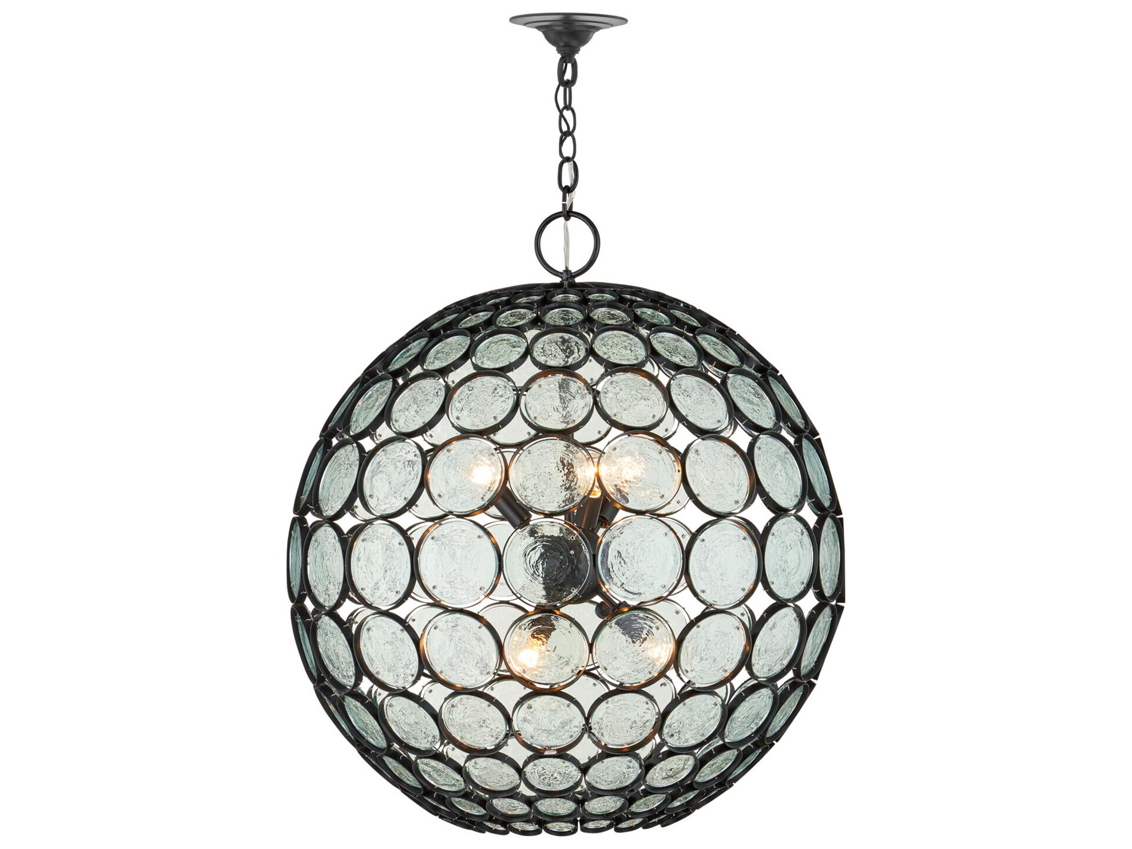 Currey & Company Etude 6-Light Satin Black Globe Pendant