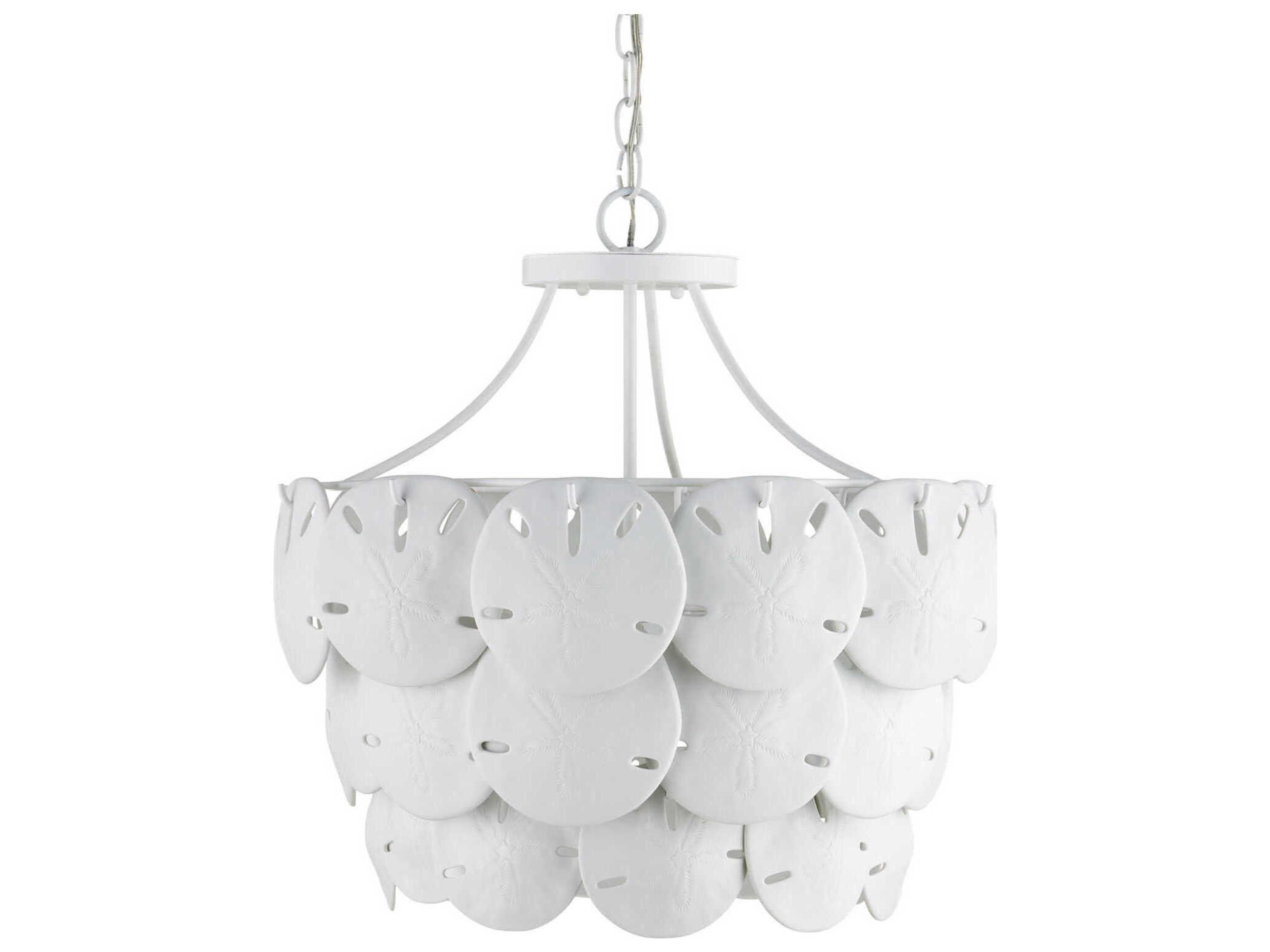 Currey & Company Tulum 3-Light Sugar White Chandelier