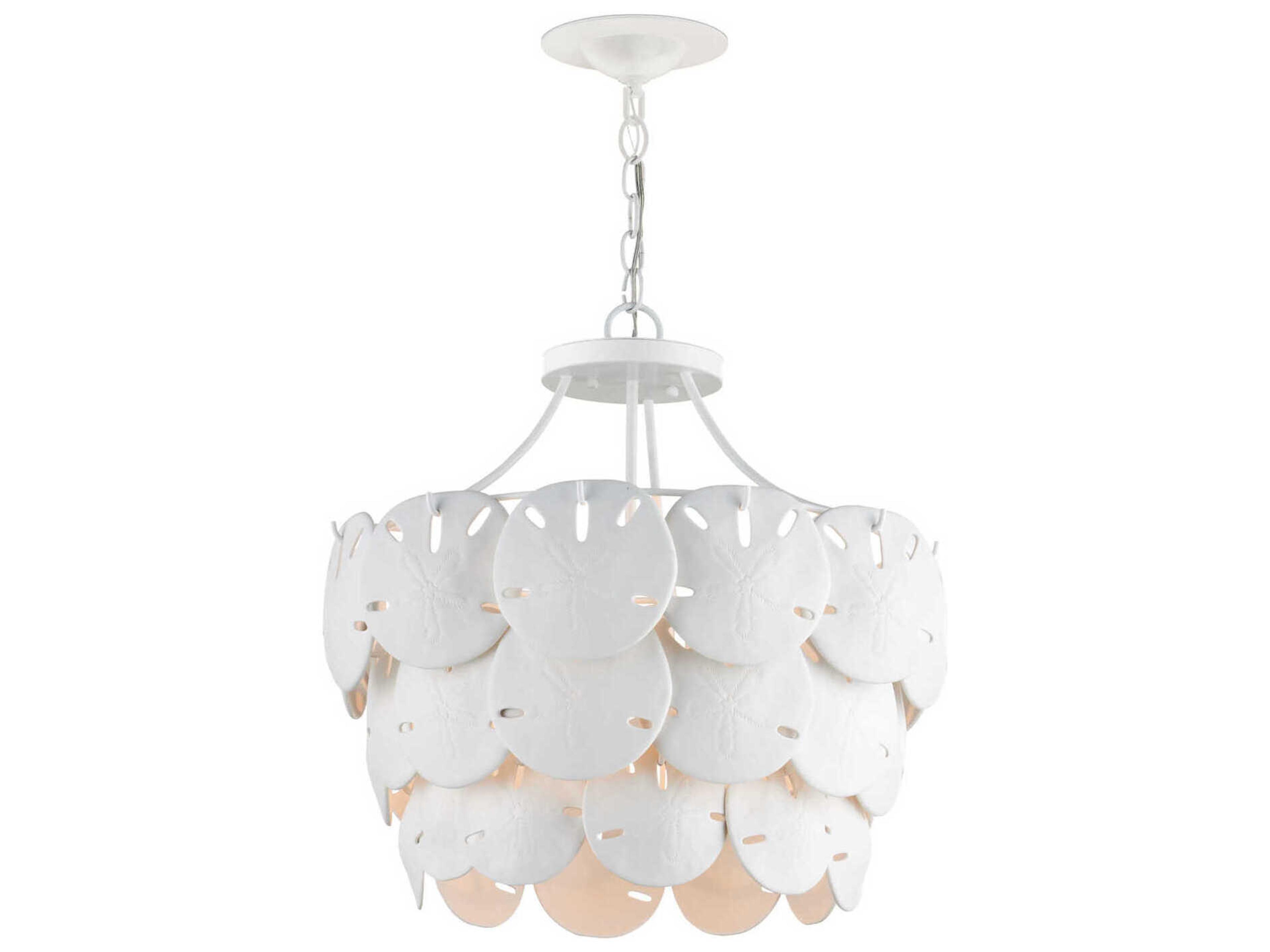 Currey & Company Tulum 3-Light Sugar White Chandelier