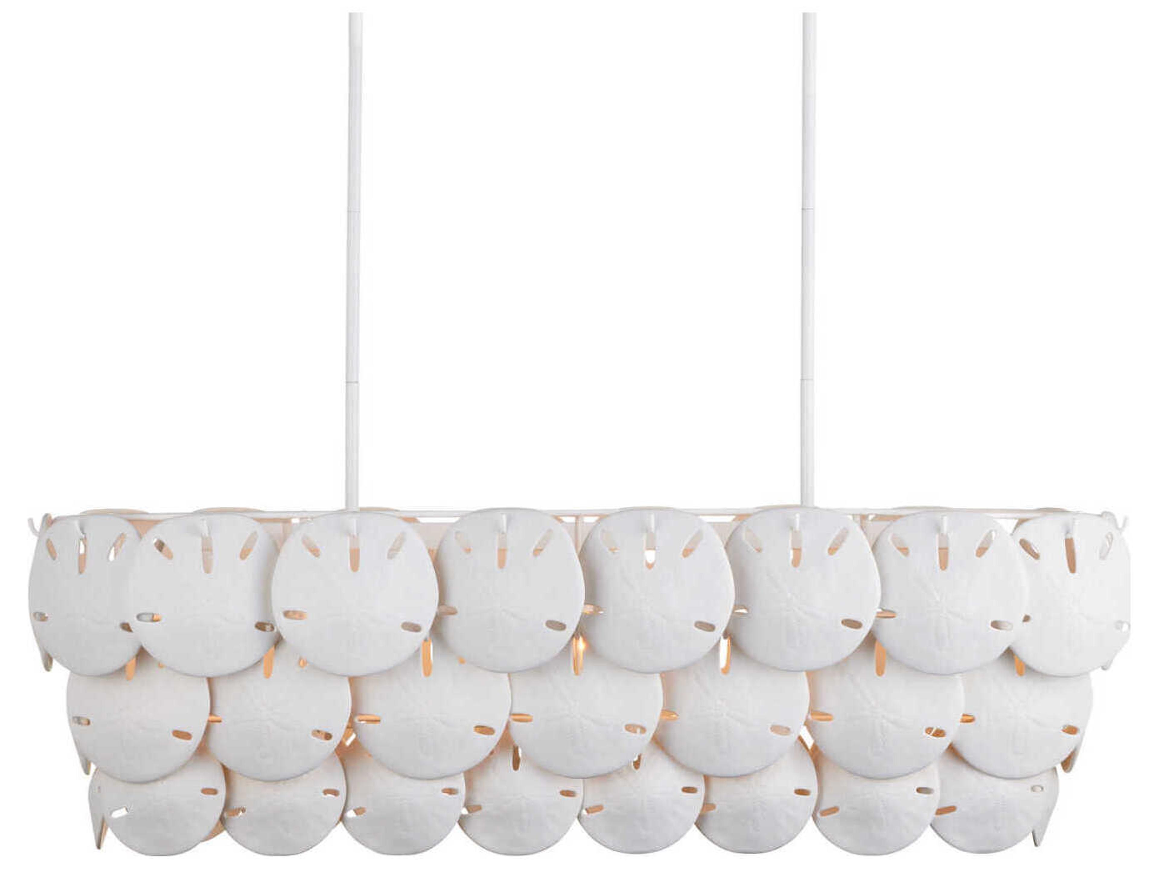 Currey & Company Tulum 5-Light Sugar White Linear Island Pendant