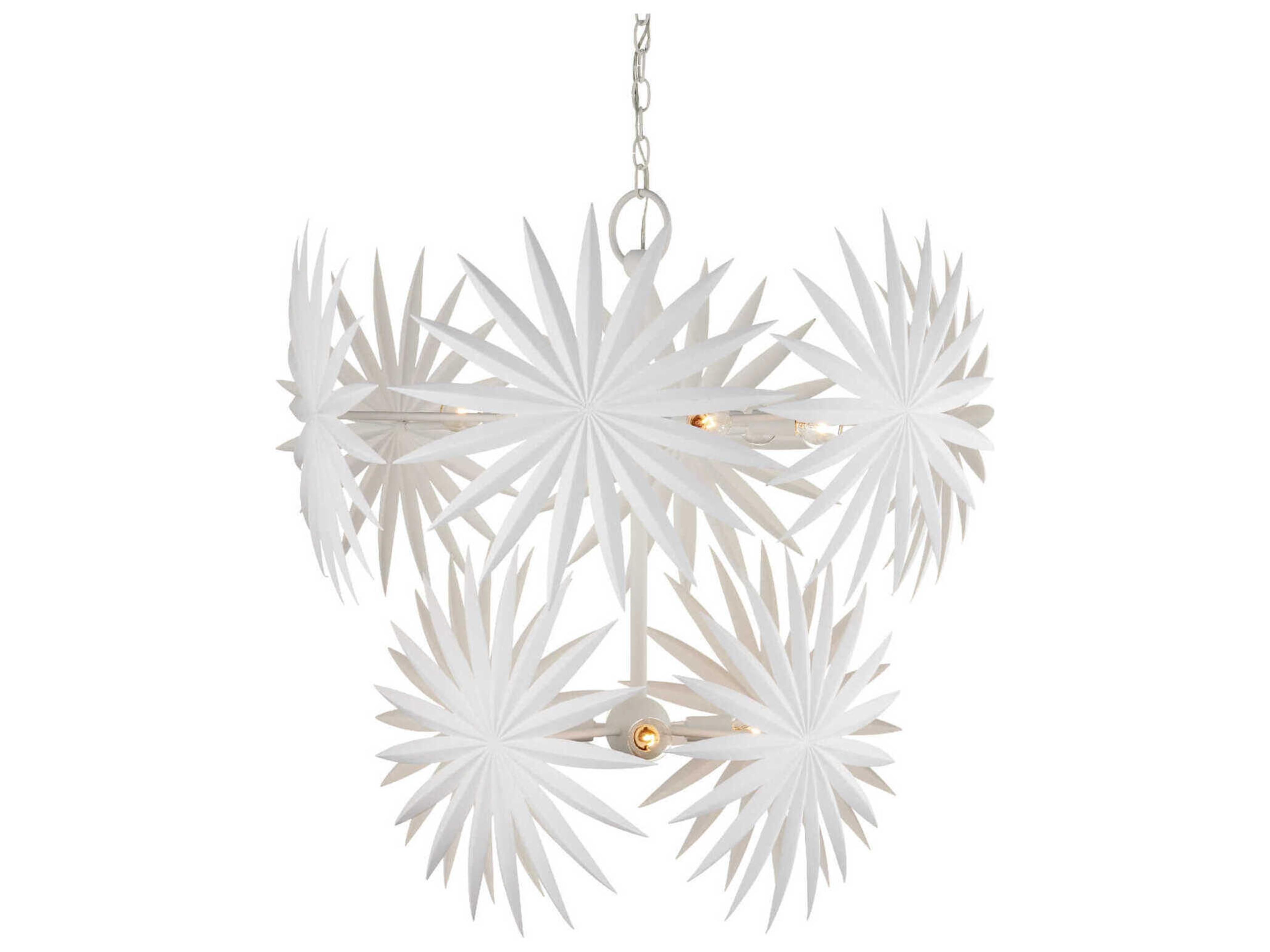 Currey & Company Bismarkia 10-Light Gesso White Tiered Chandelier