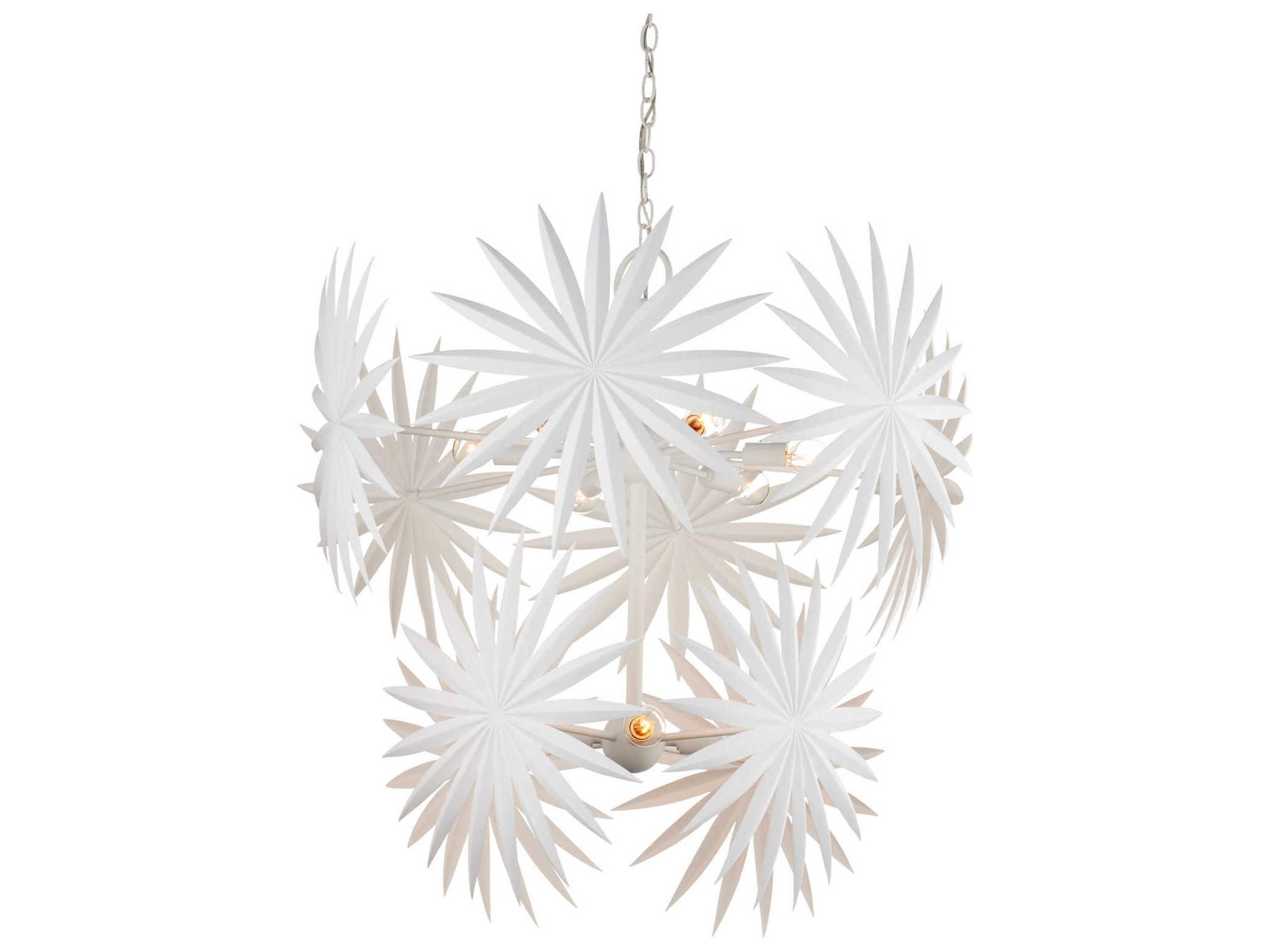 Currey & Company Bismarkia 10-Light Gesso White Tiered Chandelier