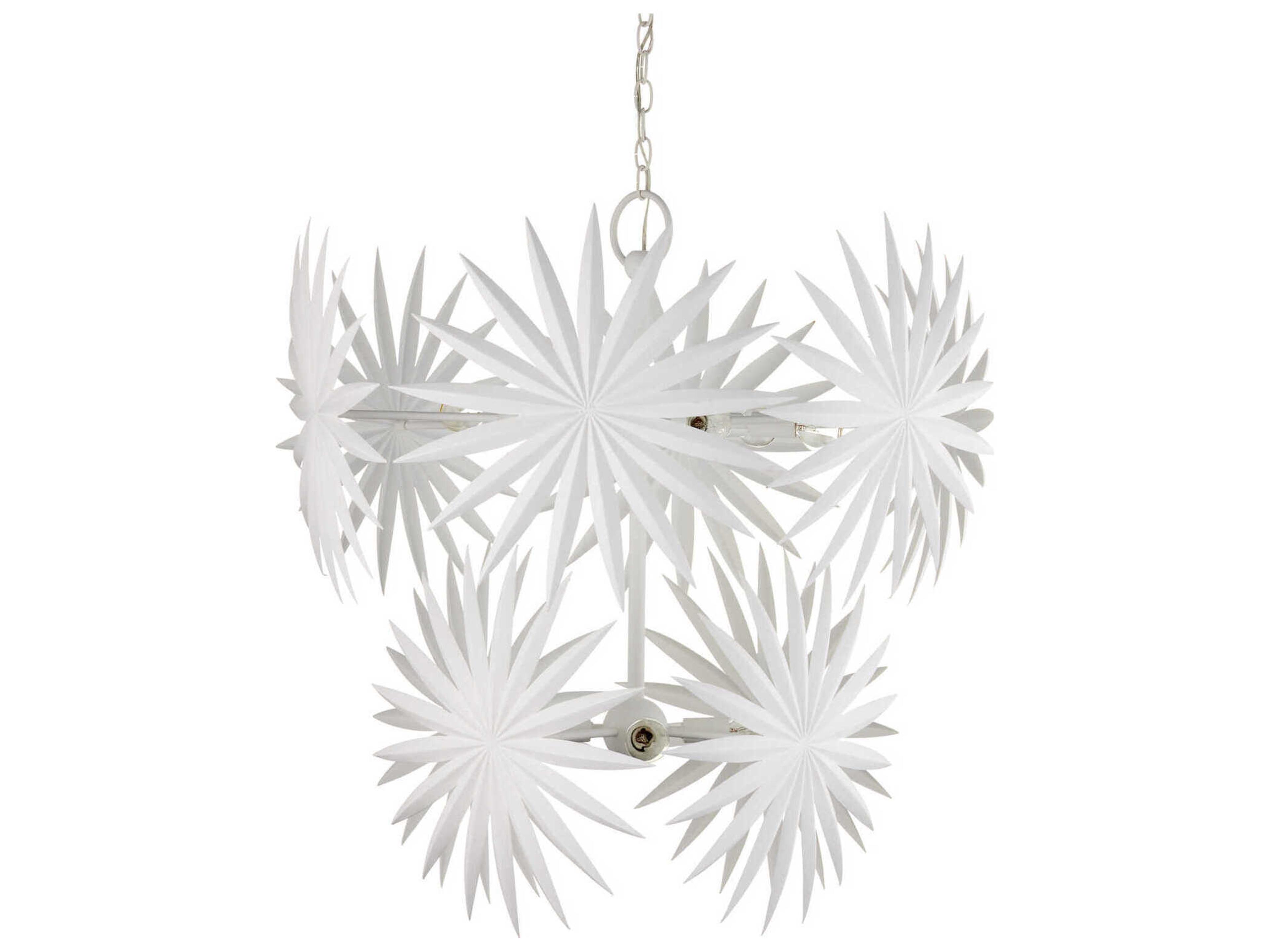 Currey & Company Bismarkia 10-Light Gesso White Tiered Chandelier