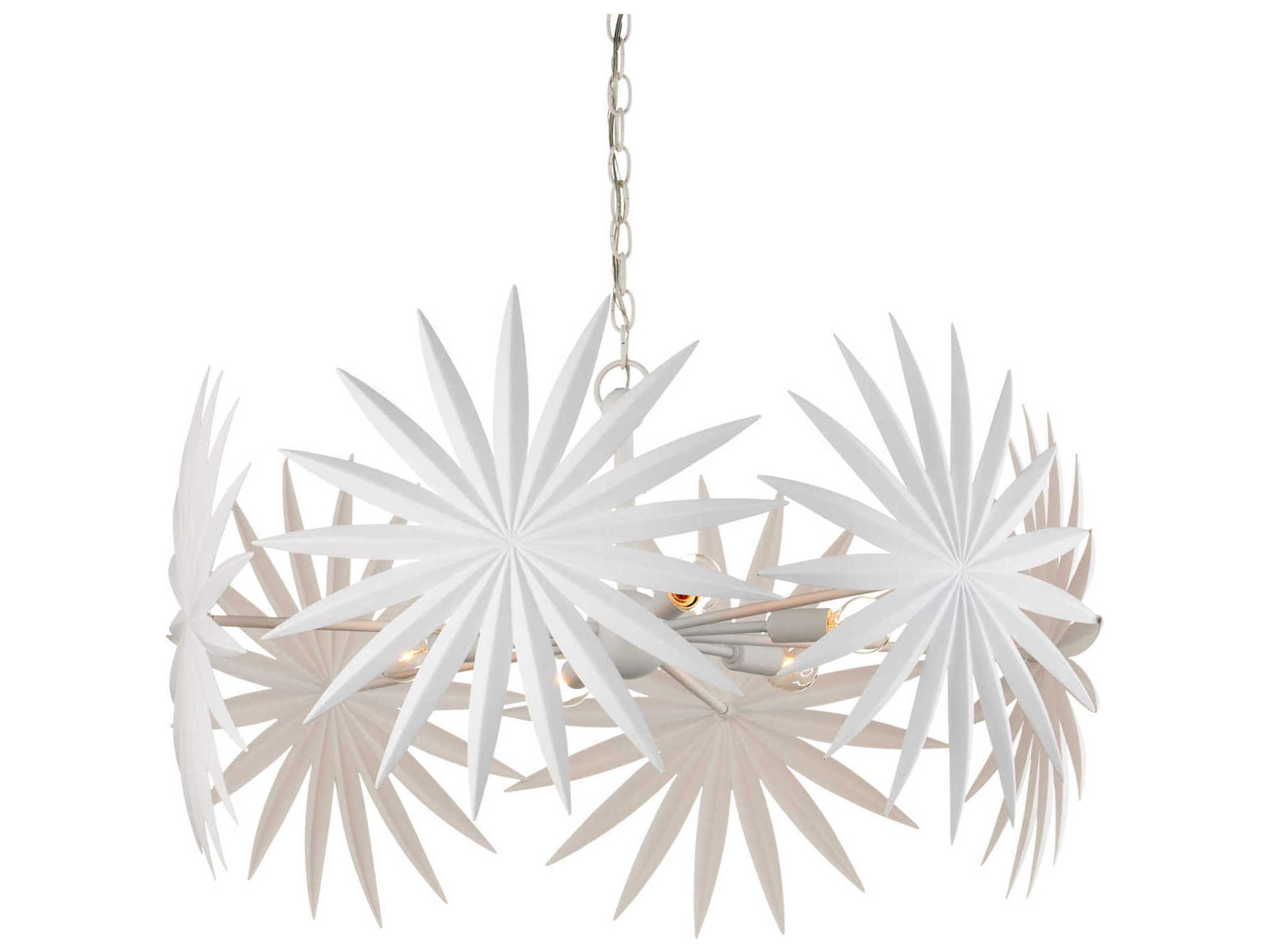 Currey & Company Bismarkia 6-Light Gesso White Chandelier