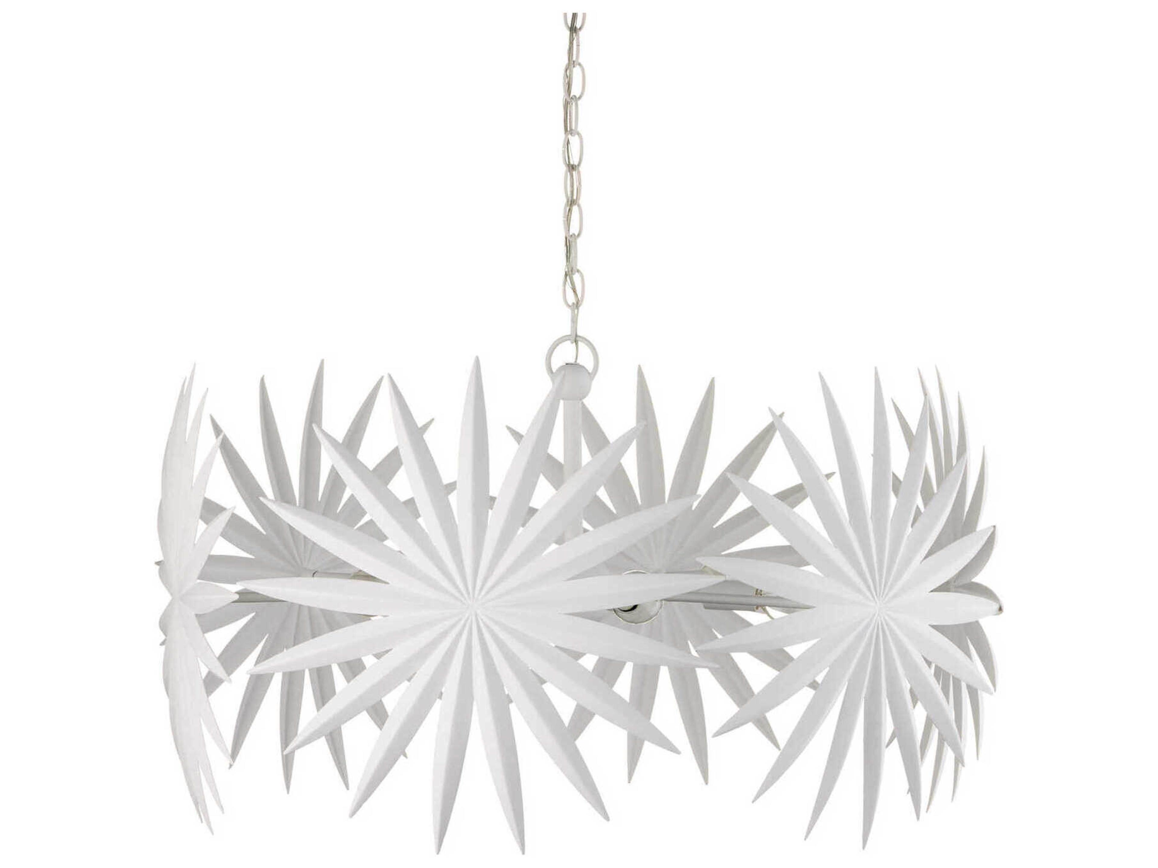 Currey & Company Bismarkia 6-Light Gesso White Chandelier
