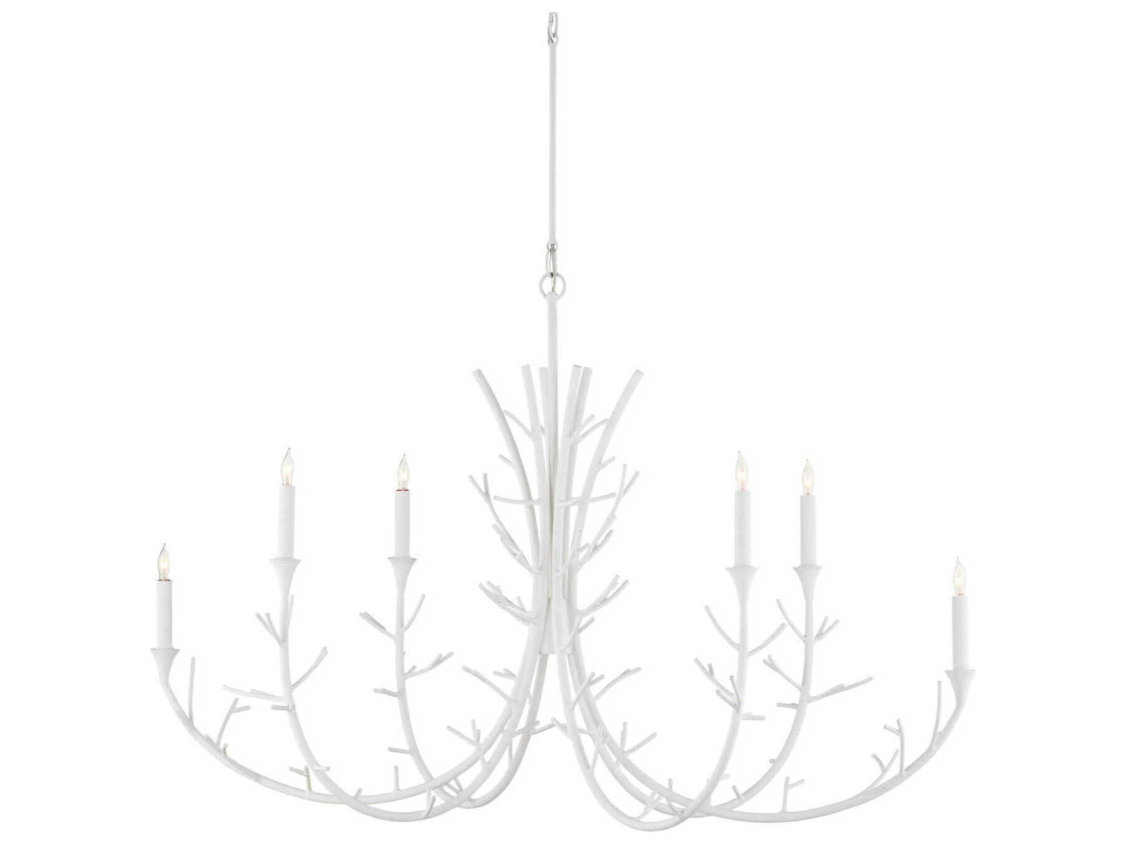 Currey & Company Twiggy 6-Light Gesso White Candelabra Chandelier
