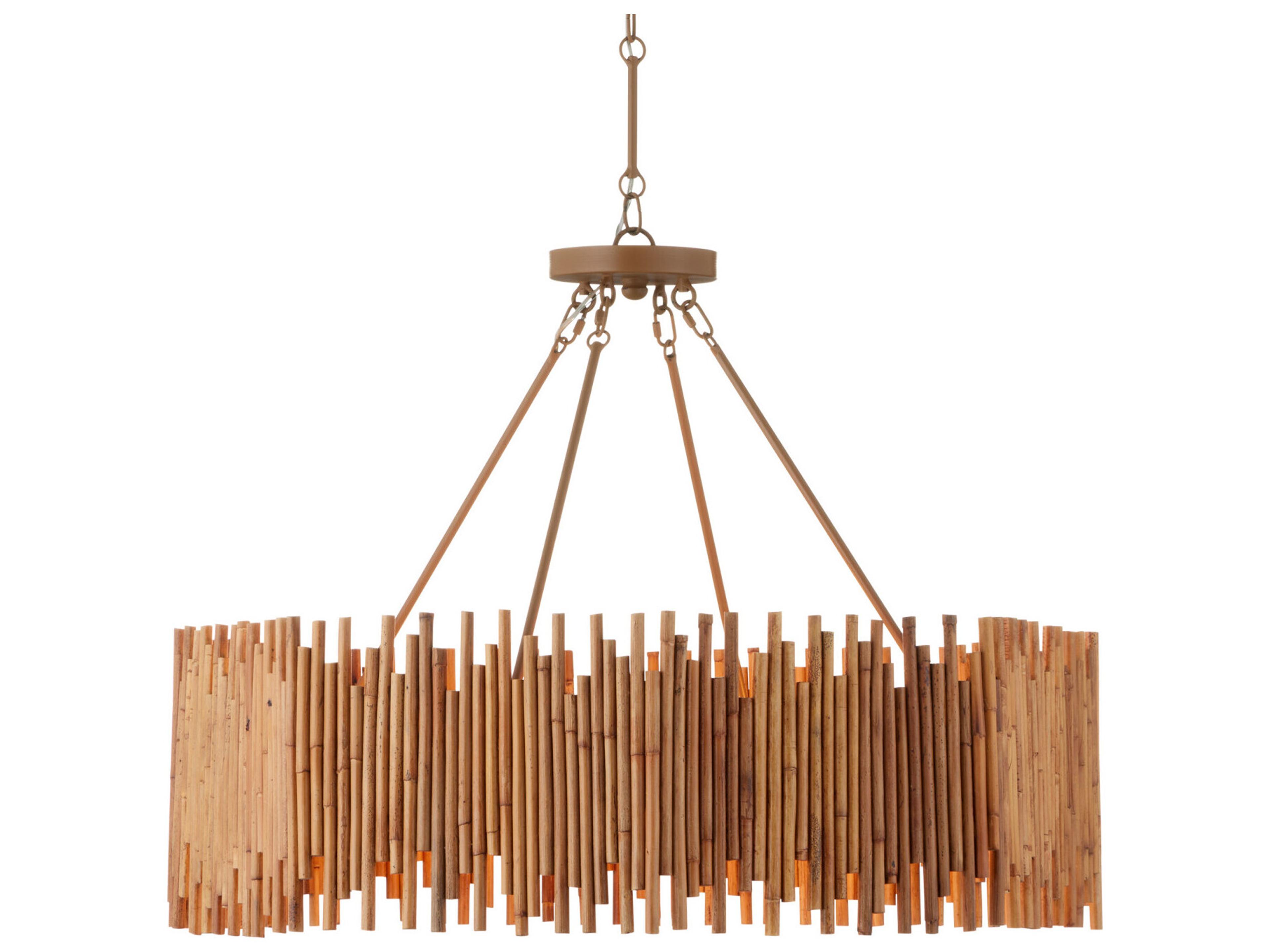 Currey & Company Teahouse 8-Light Natural Khaki Brown Chandelier
