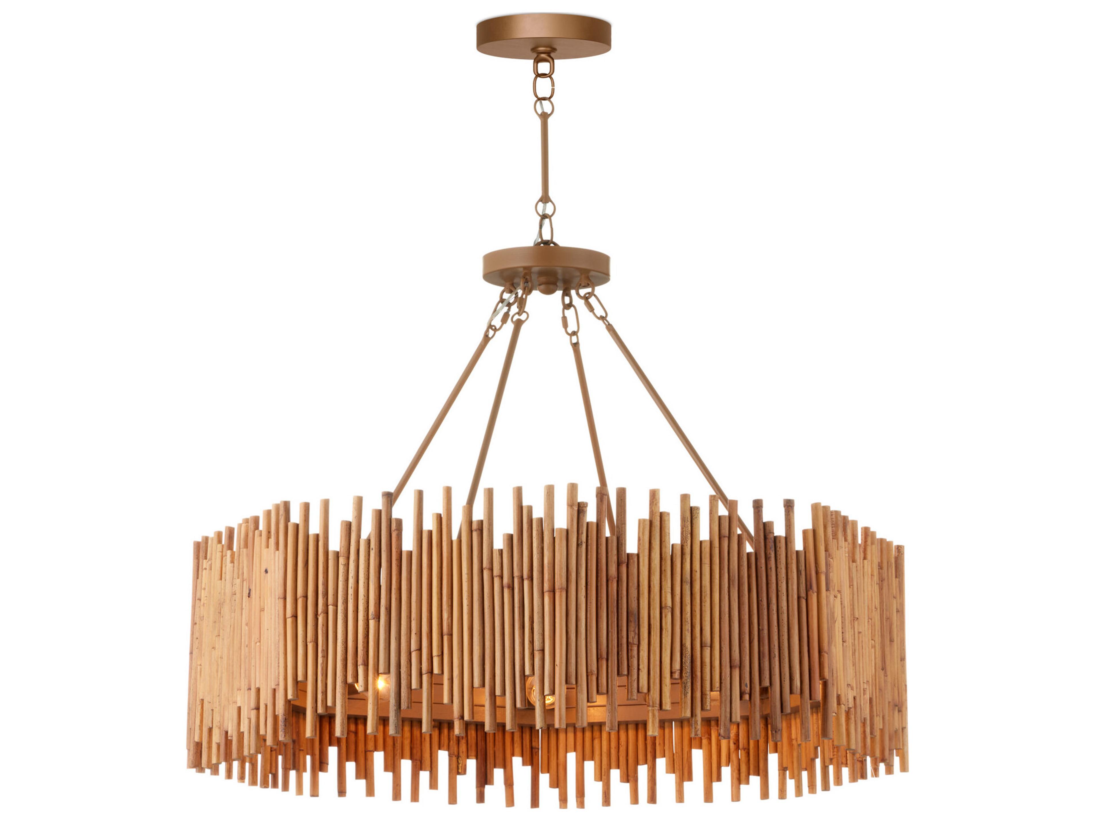 Currey & Company Teahouse 8-Light Natural Khaki Brown Chandelier