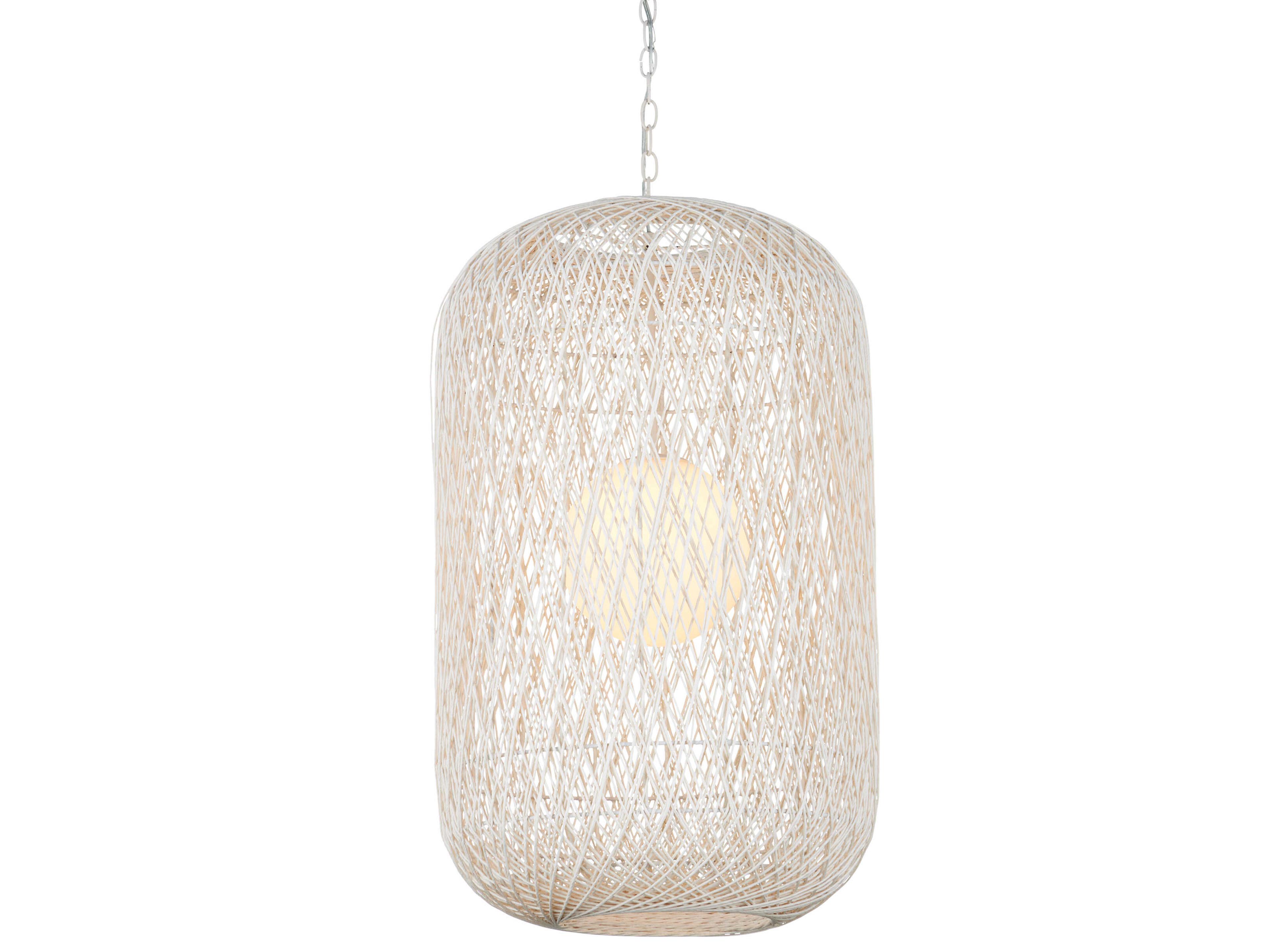 Currey & Company Cocoon 1-Light Cream Vanilla White Cylinder Globe Pendant