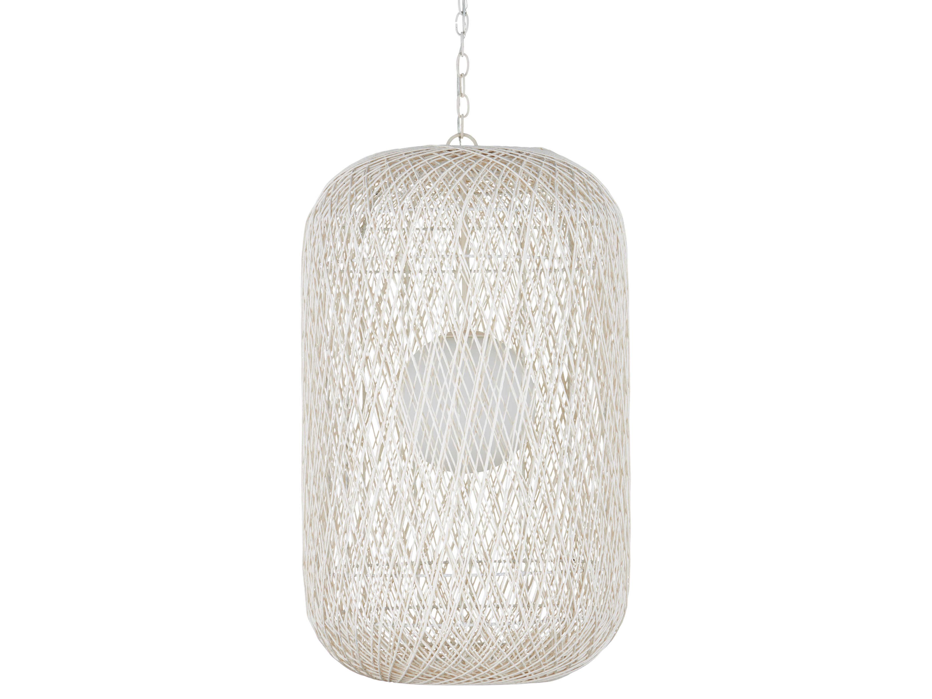 Currey & Company Cocoon 1-Light Cream Vanilla White Cylinder Globe Pendant