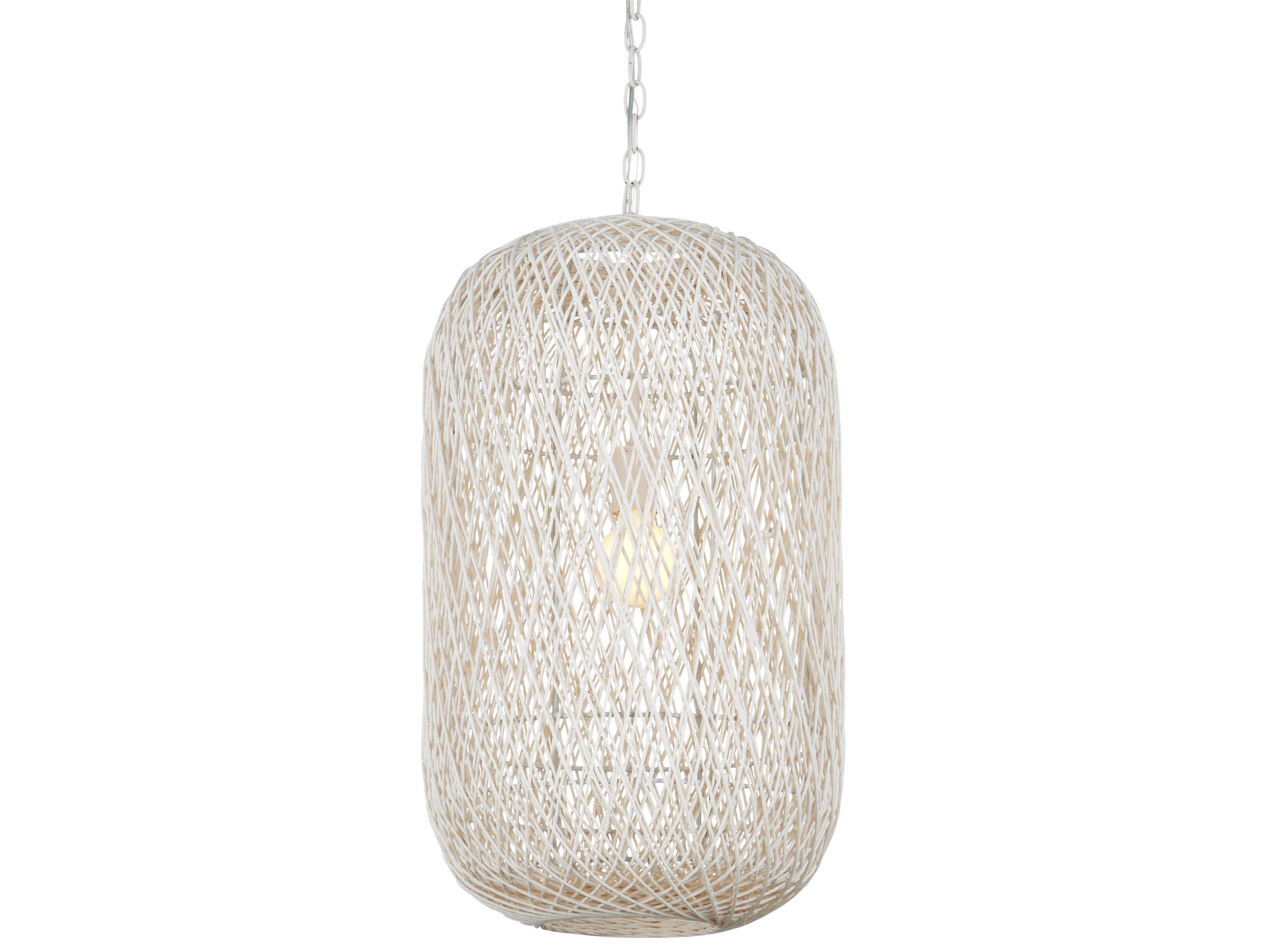 Currey & Company Cocoon 1-Light Cream Vanilla White Cylinder Globe Pendant