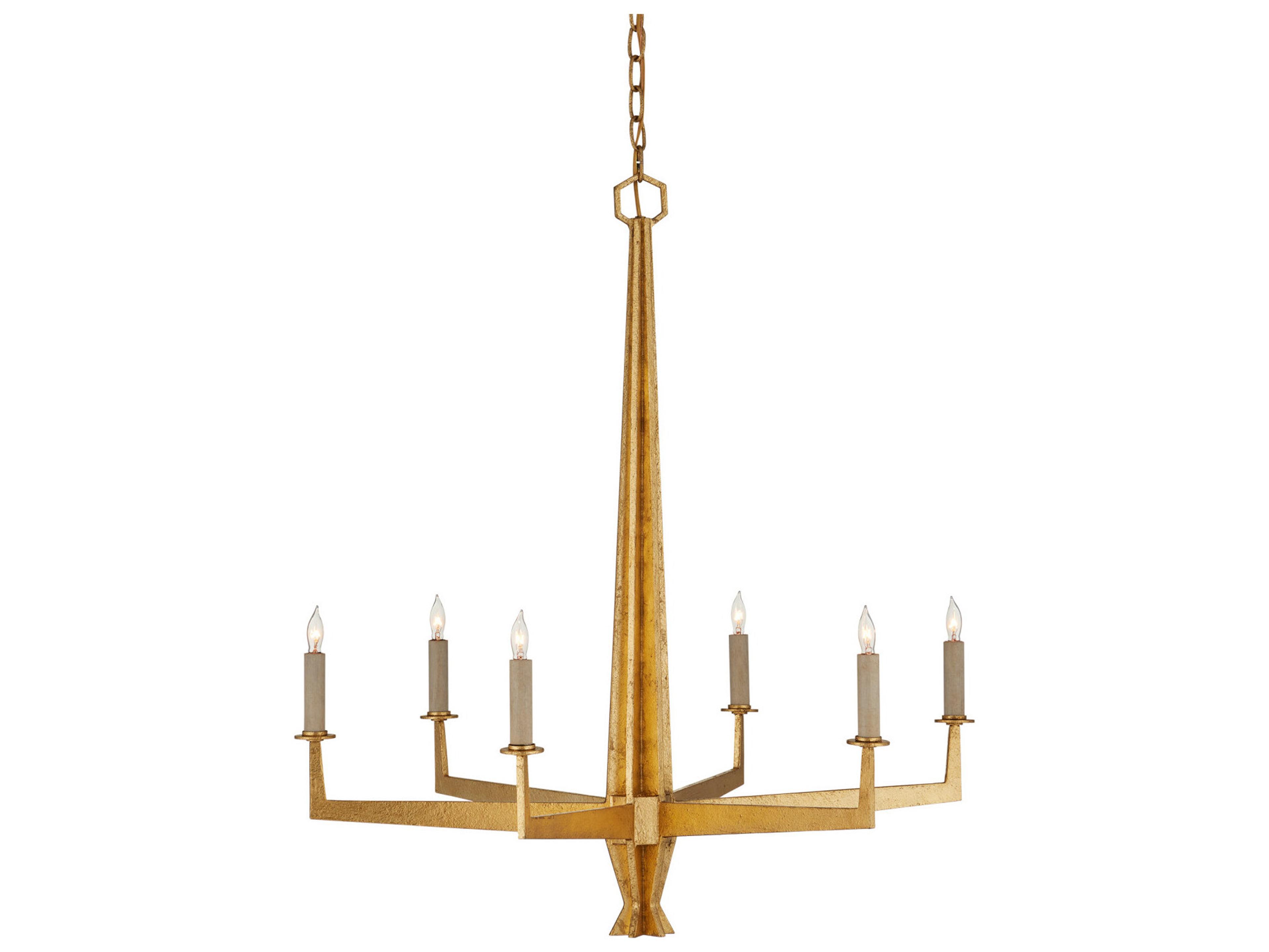 Goldfinch 6-Light Washed Lucerne Gold Candelabra Chandelier
