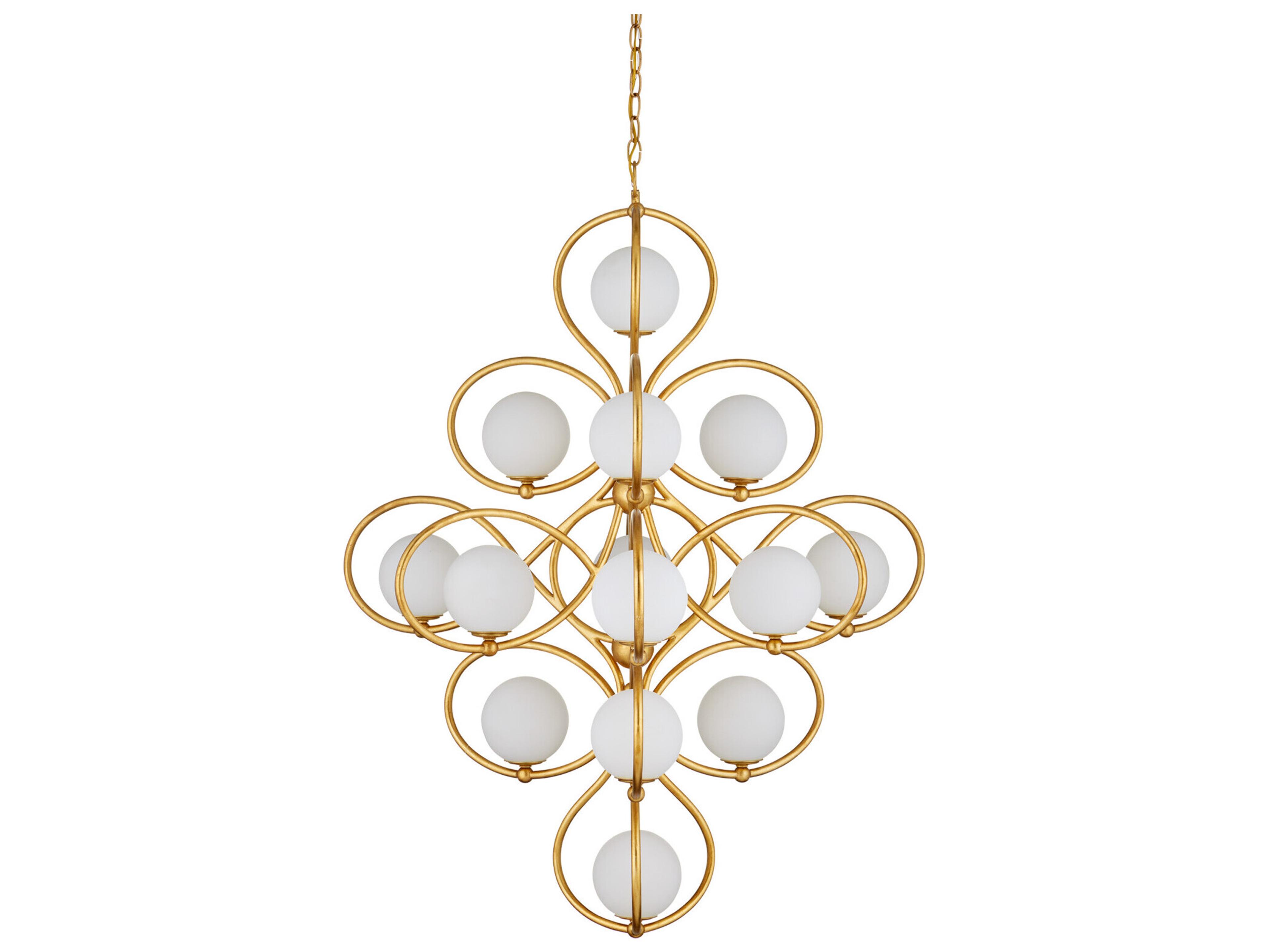 Currey & Company Storrs 14-Light Gold Globe Geometric Chandelier