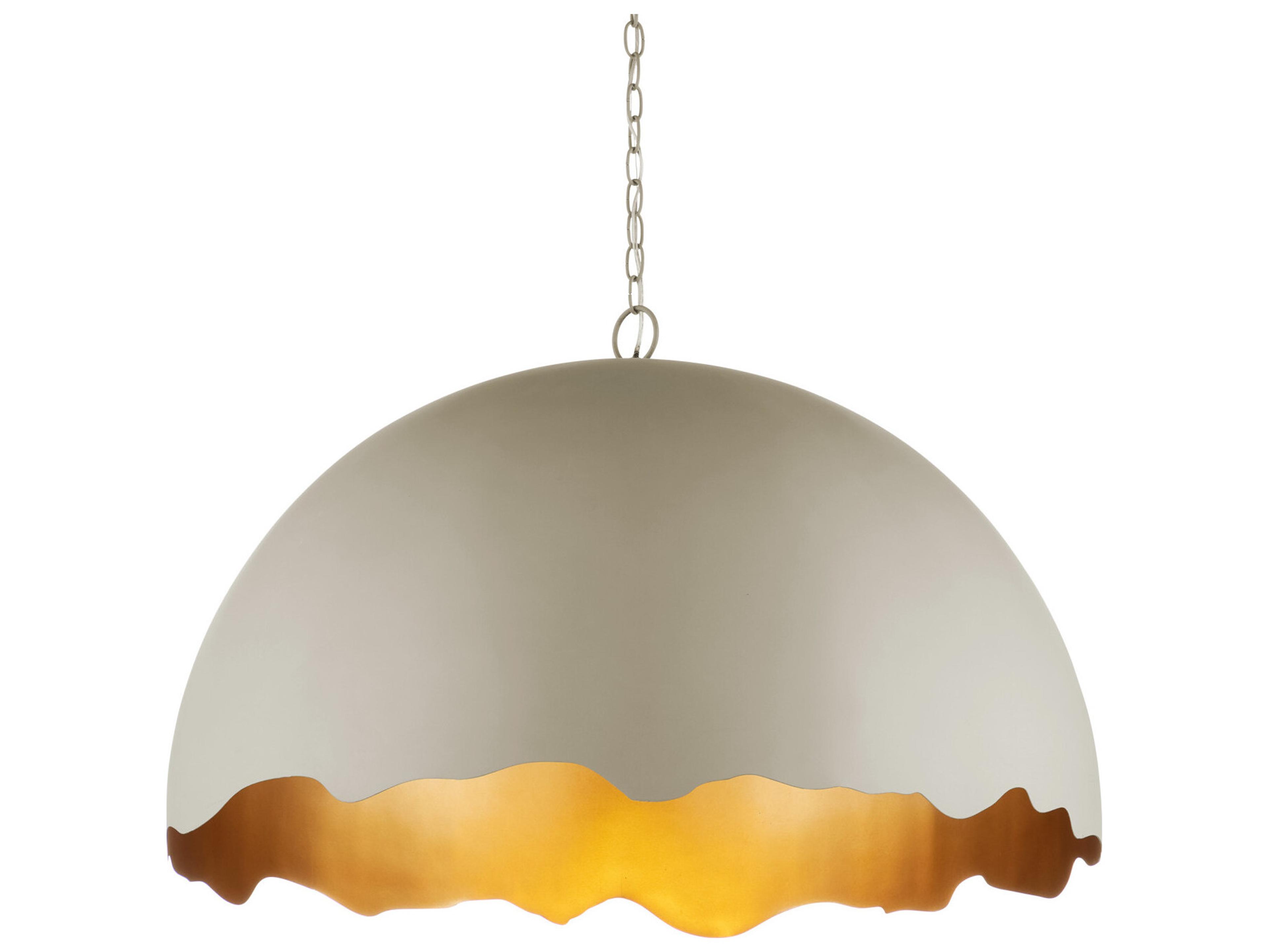 Currey & Company Tamago 1-Light Smoky Olive Contemporary Gold Gray Dome Pendant