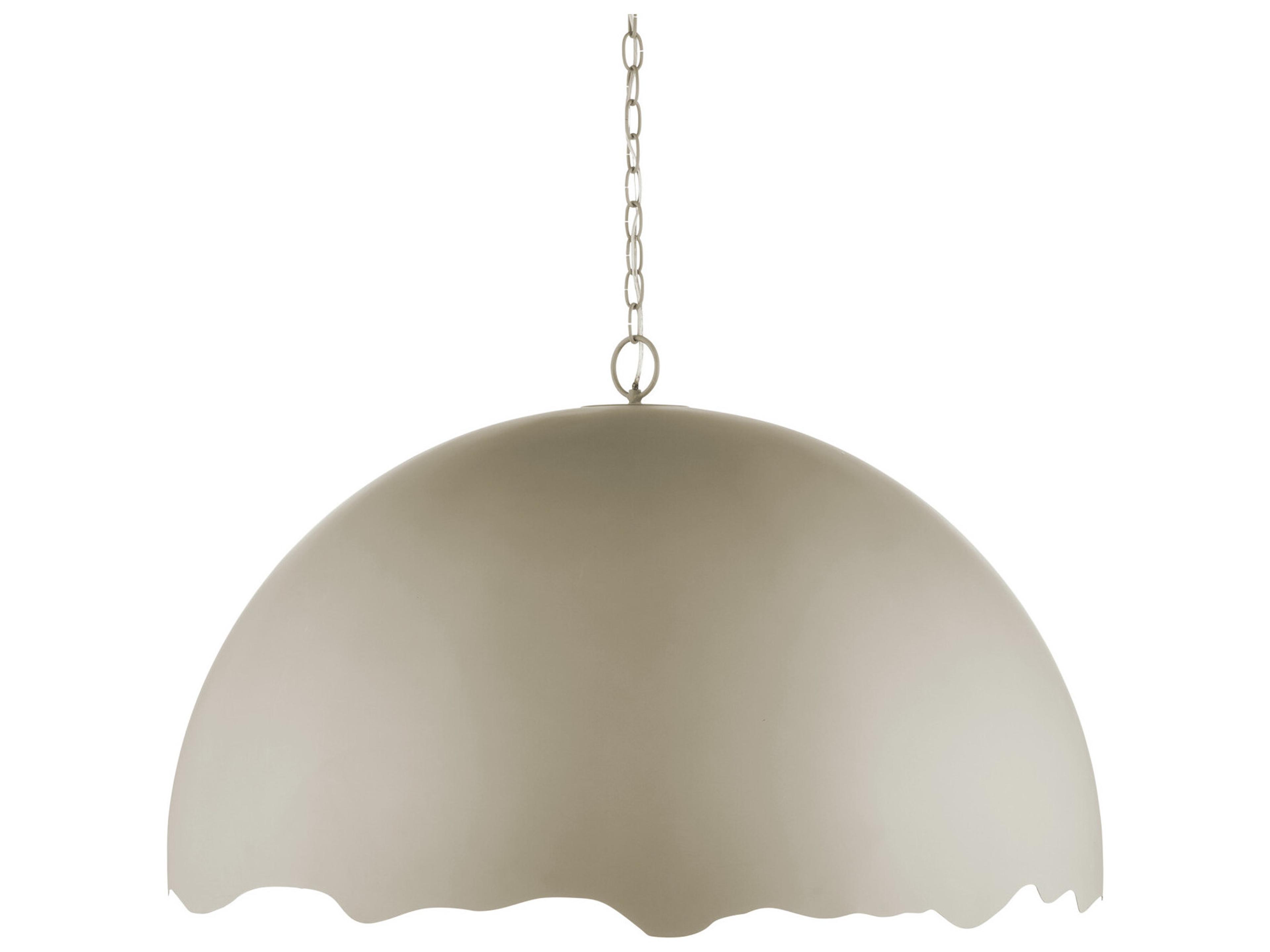 Currey & Company Tamago 1-Light Smoky Olive Contemporary Gold Gray Dome Pendant