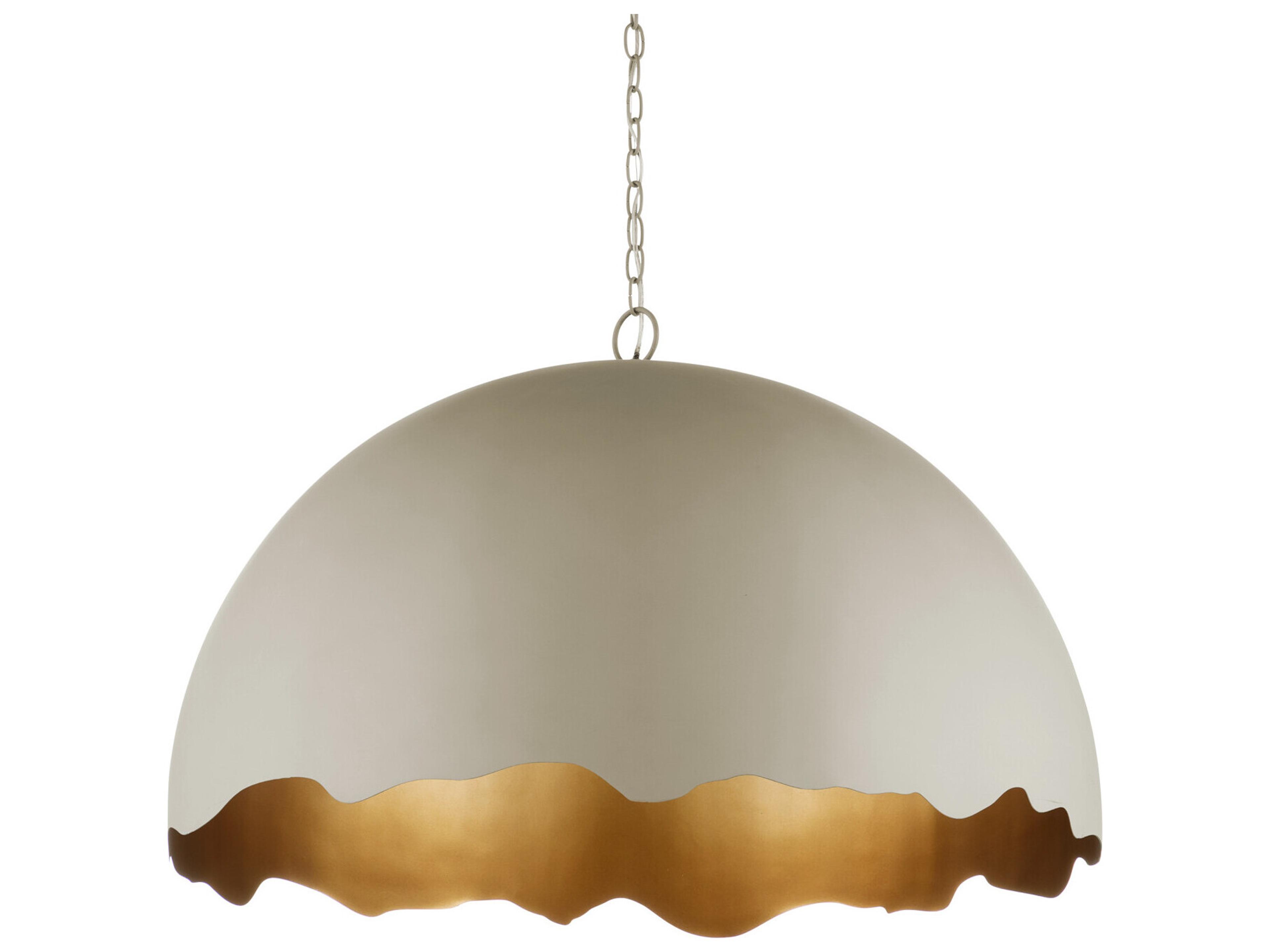 Currey & Company Tamago 1-Light Smoky Olive Contemporary Gold Gray Dome Pendant