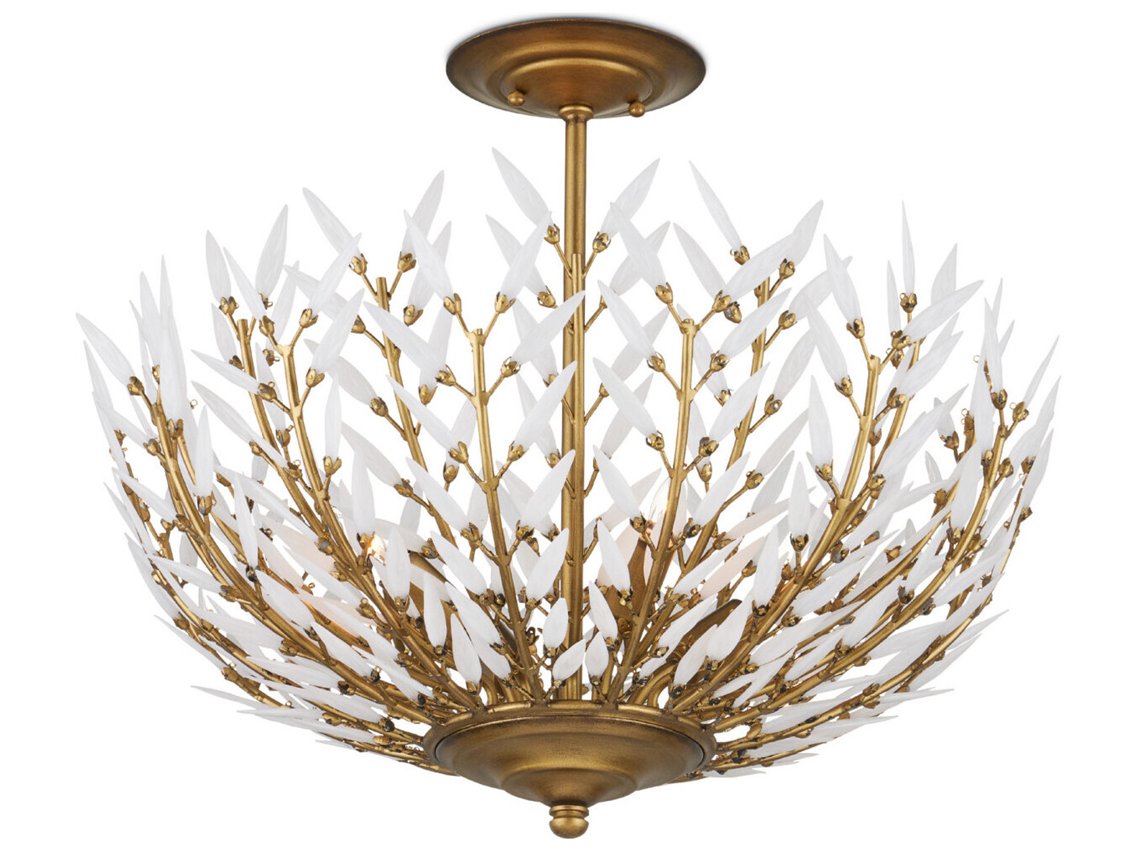 Currey & Company Magnum 4-Light Brass Bowl Semi Flush Mount