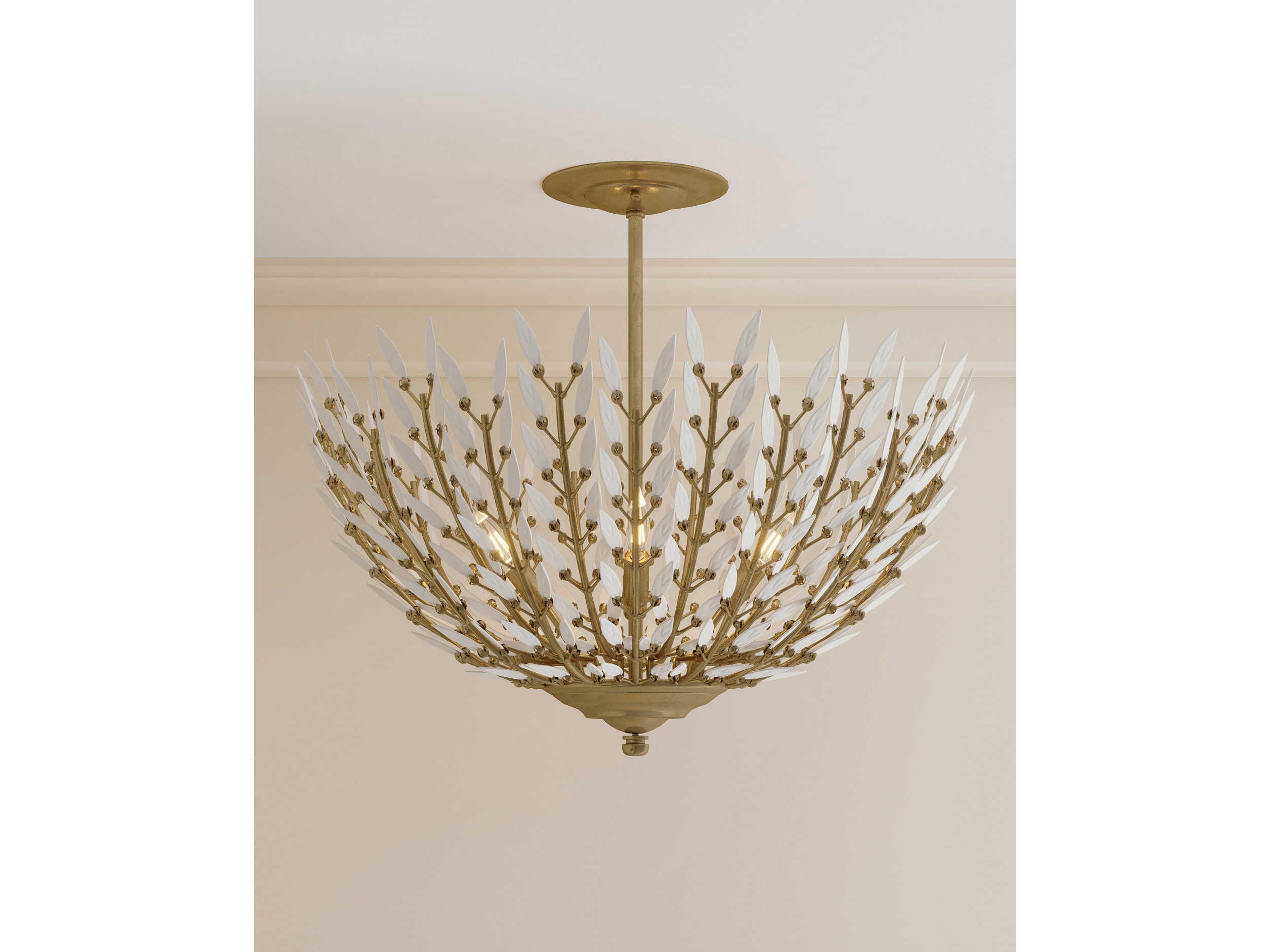 Currey & Company Magnum 4-Light Brass Bowl Semi Flush Mount