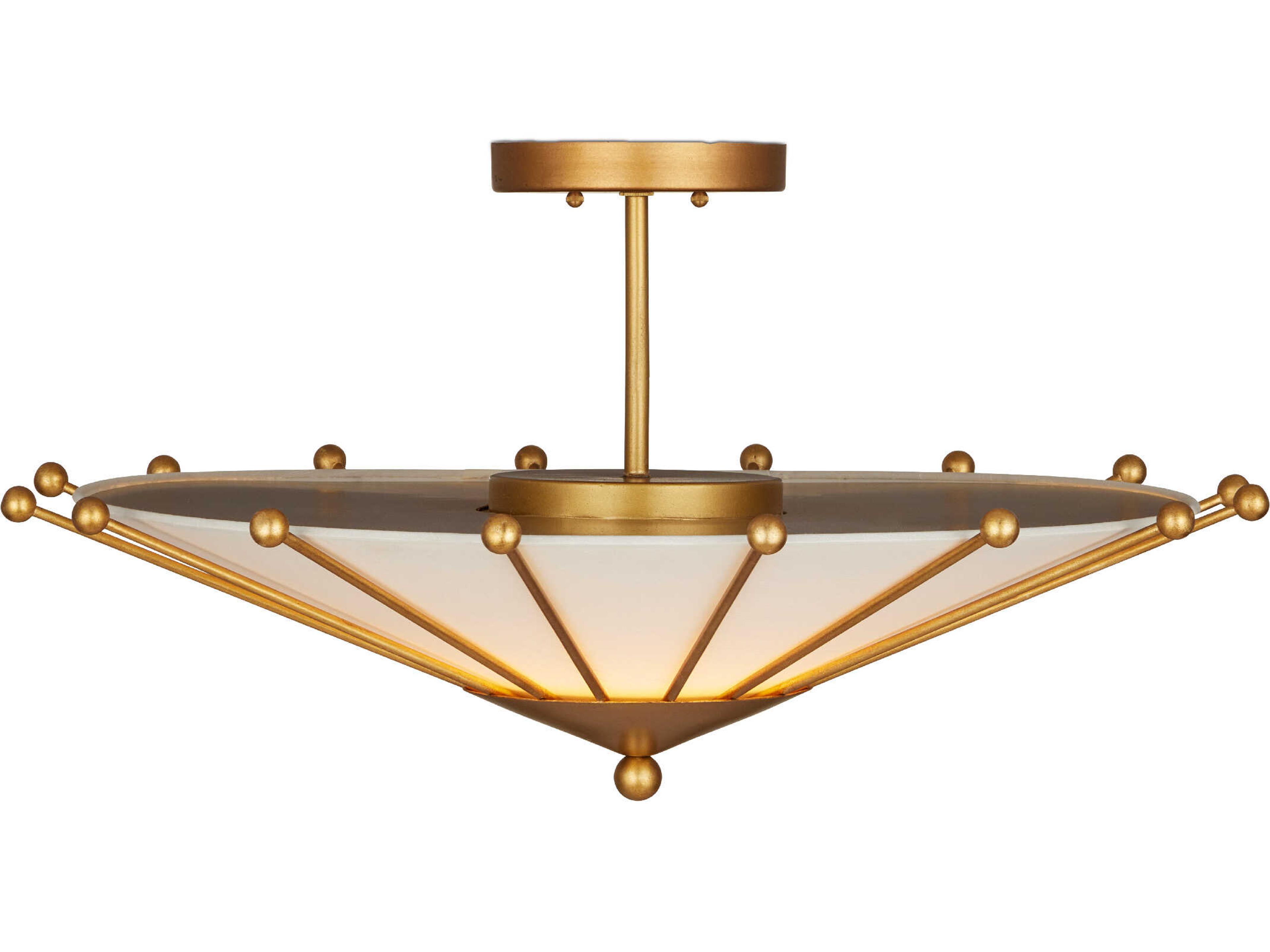 Currey & Company Epoch 1-Light Contemporary Gold Leaf Sugar White Semi Flush Mount