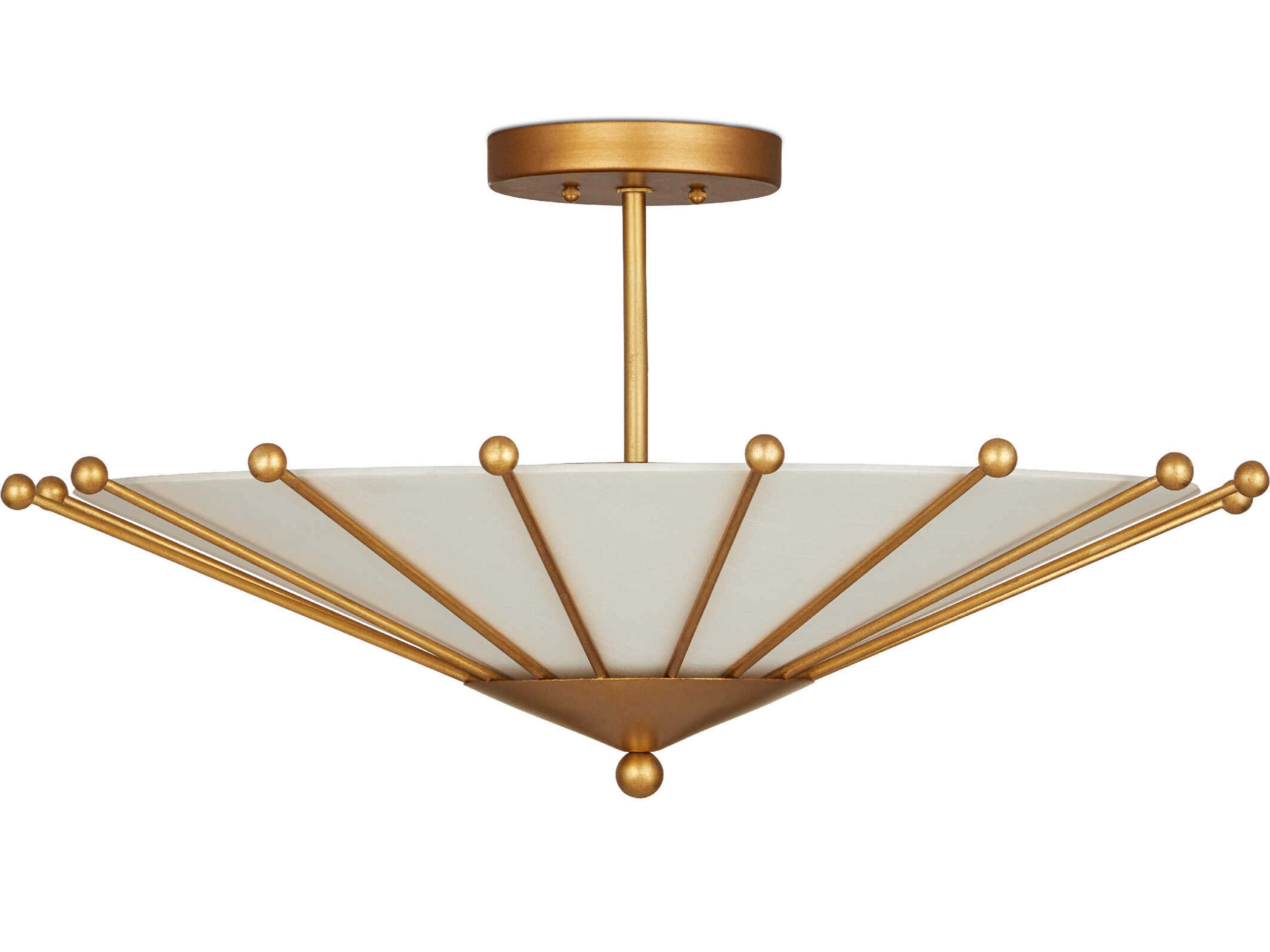 Currey & Company Epoch 1-Light Contemporary Gold Leaf Sugar White Semi Flush Mount