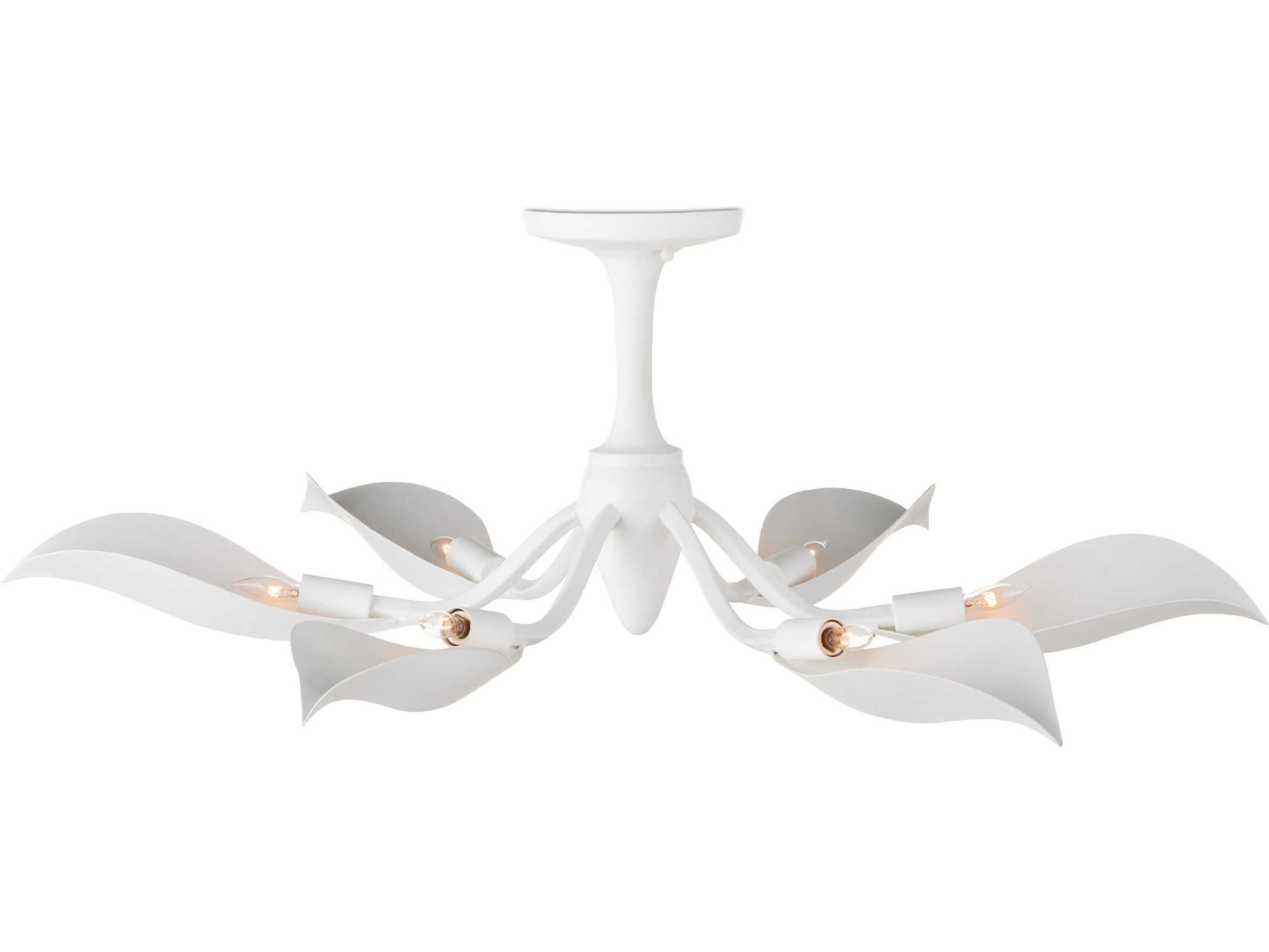 Currey & Company Snowflower 6-Light Gesso White Semi Flush Mount