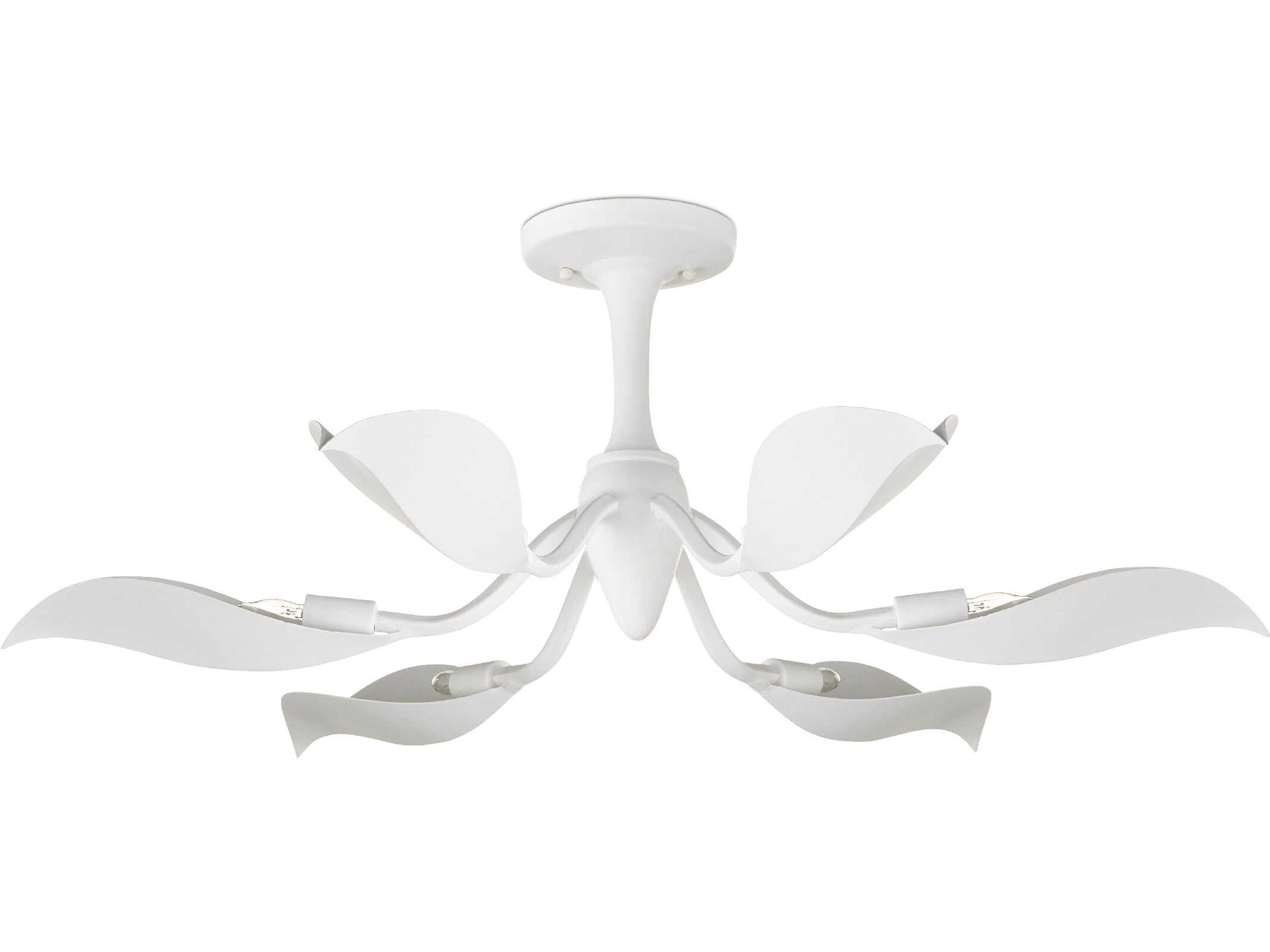 Currey & Company Snowflower 6-Light Gesso White Semi Flush Mount