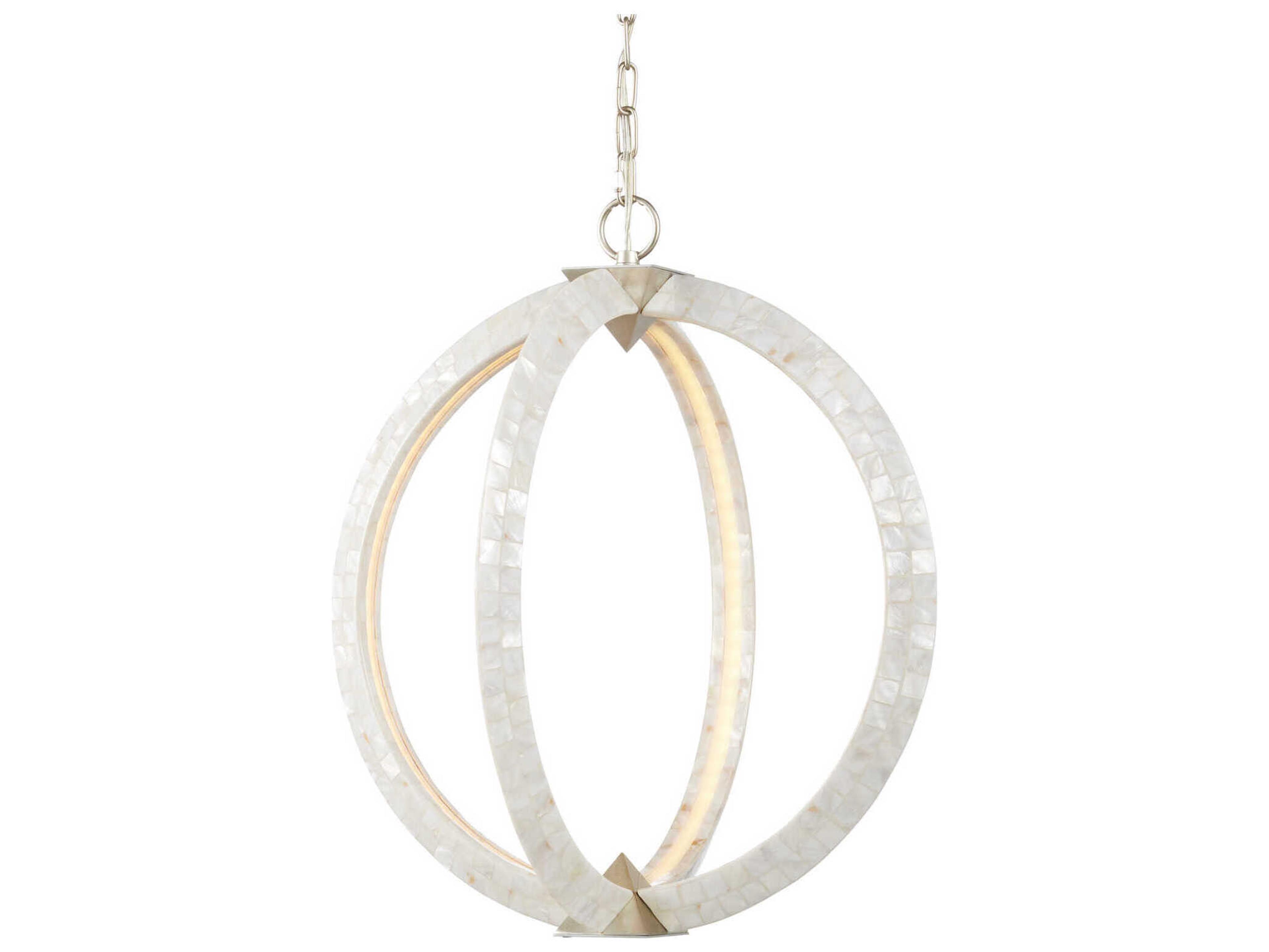 Currey & Company Arietta 4-Light Pearl Silver Globe Chandelier