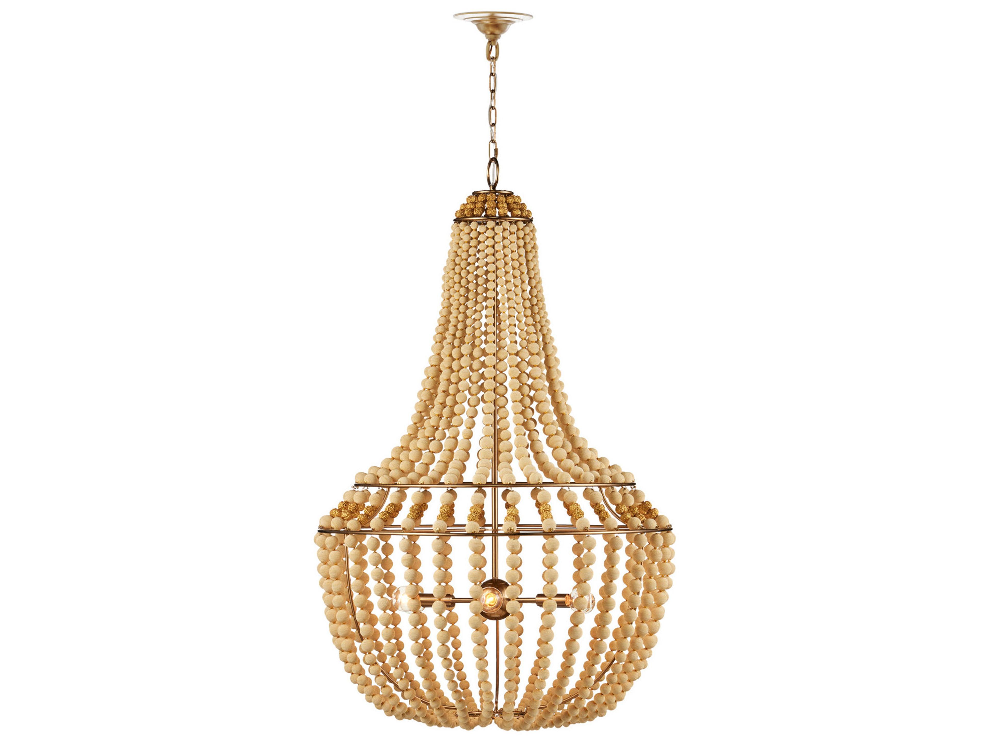 Currey & Company Penelope 6-Light Beige Antique Brass Empire Chandelier