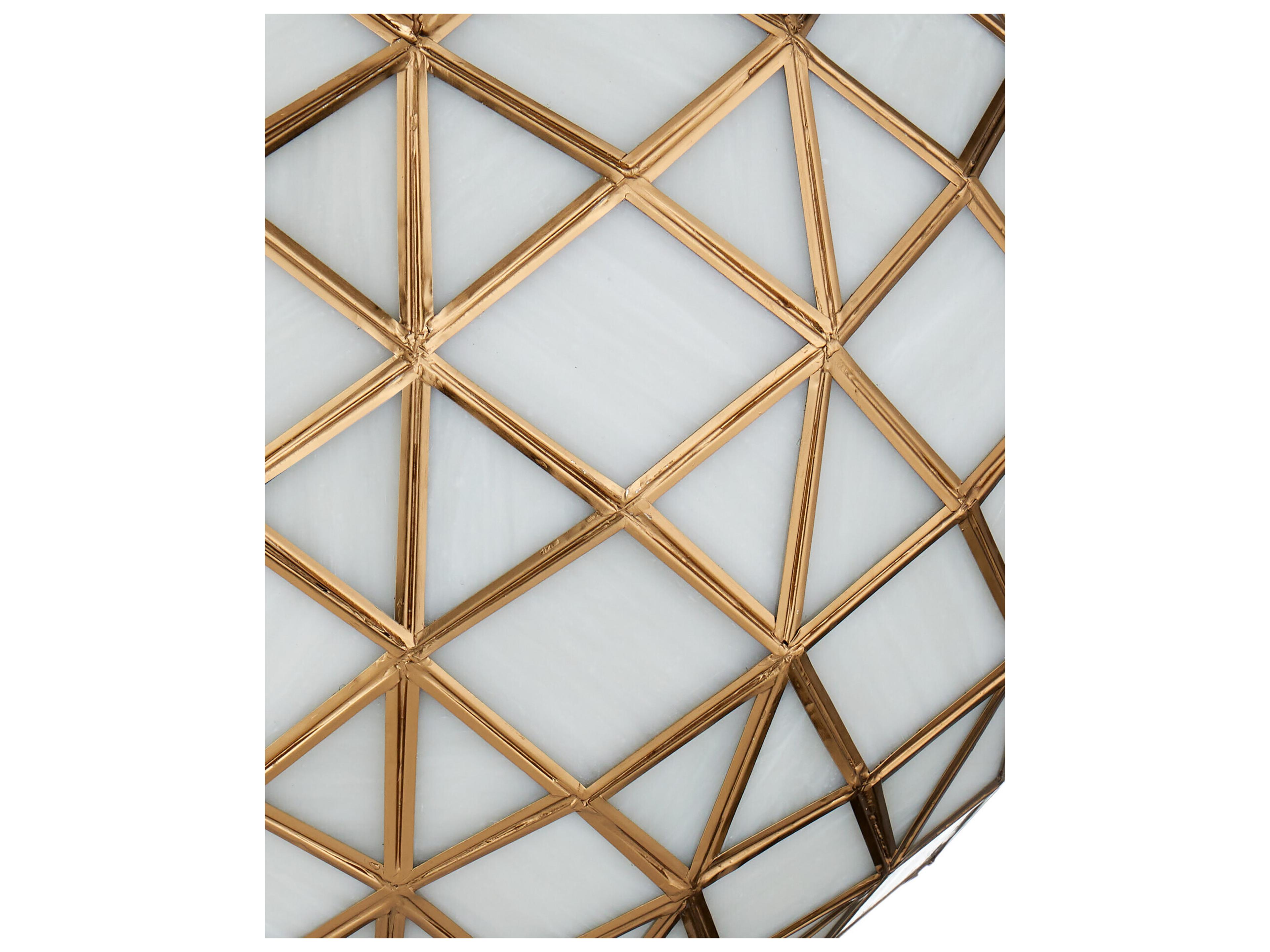 Currey & Company Polyhedron 1-Light White Antique Brass Globe Pendant