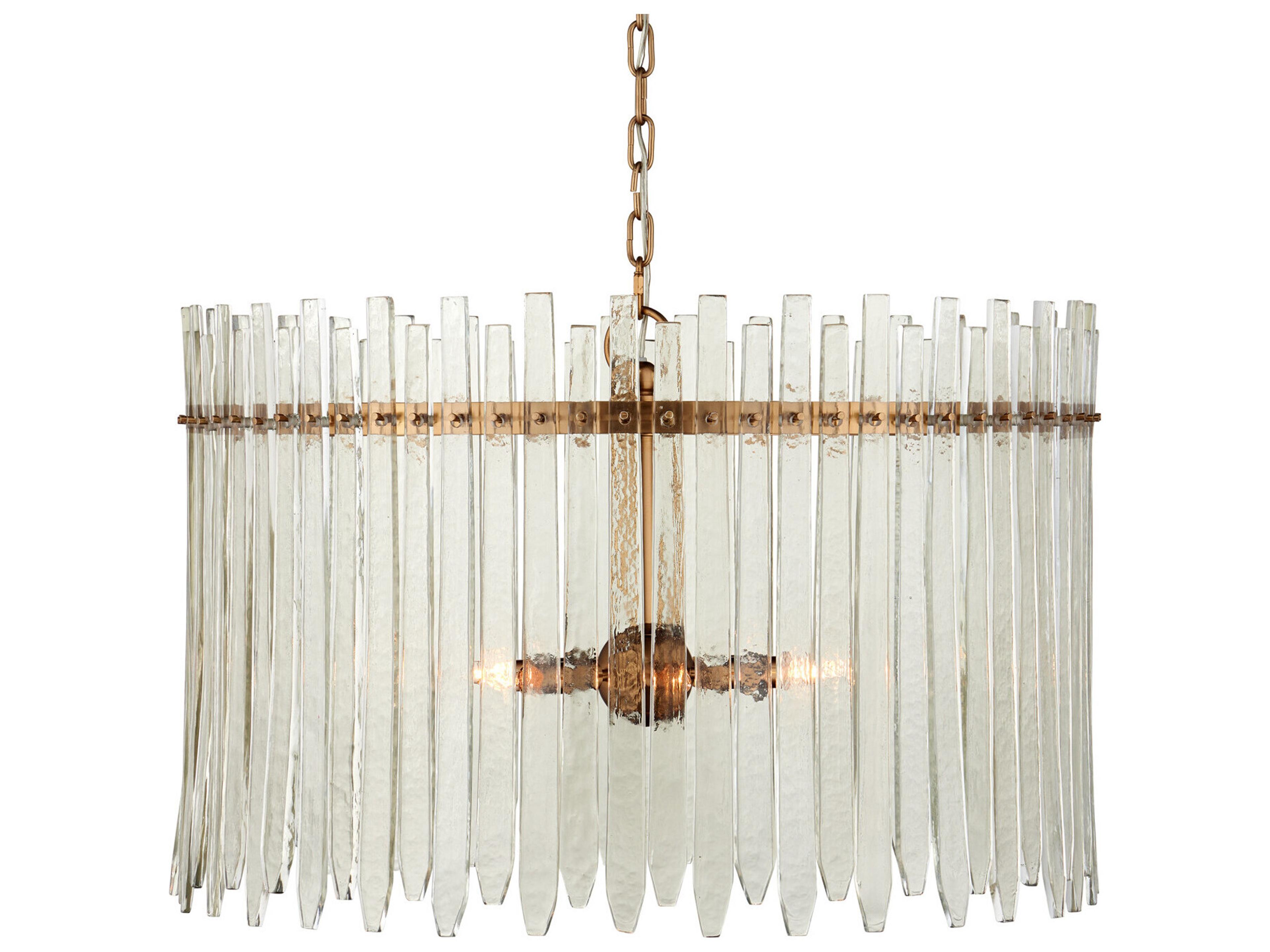 Currey & Company Electra 6-Light Clear Antique Brass Drum Chandelier