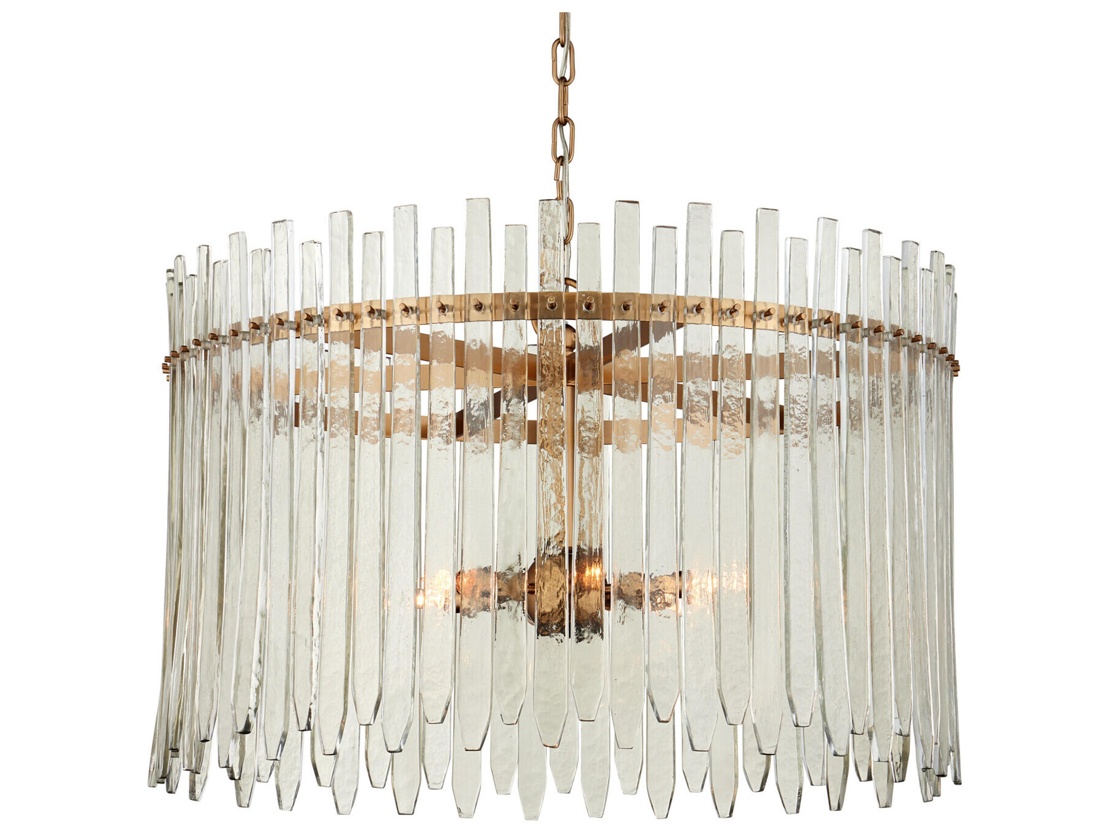 Currey & Company Electra 6-Light Clear Antique Brass Drum Chandelier