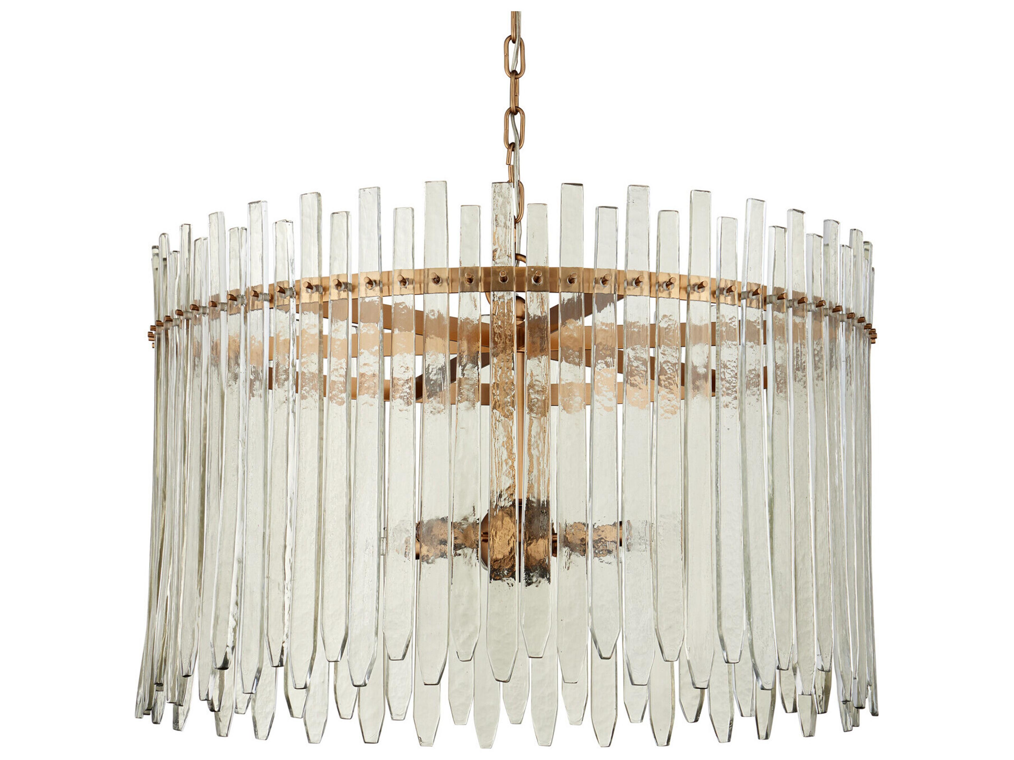Currey & Company Electra 6-Light Clear Antique Brass Drum Chandelier