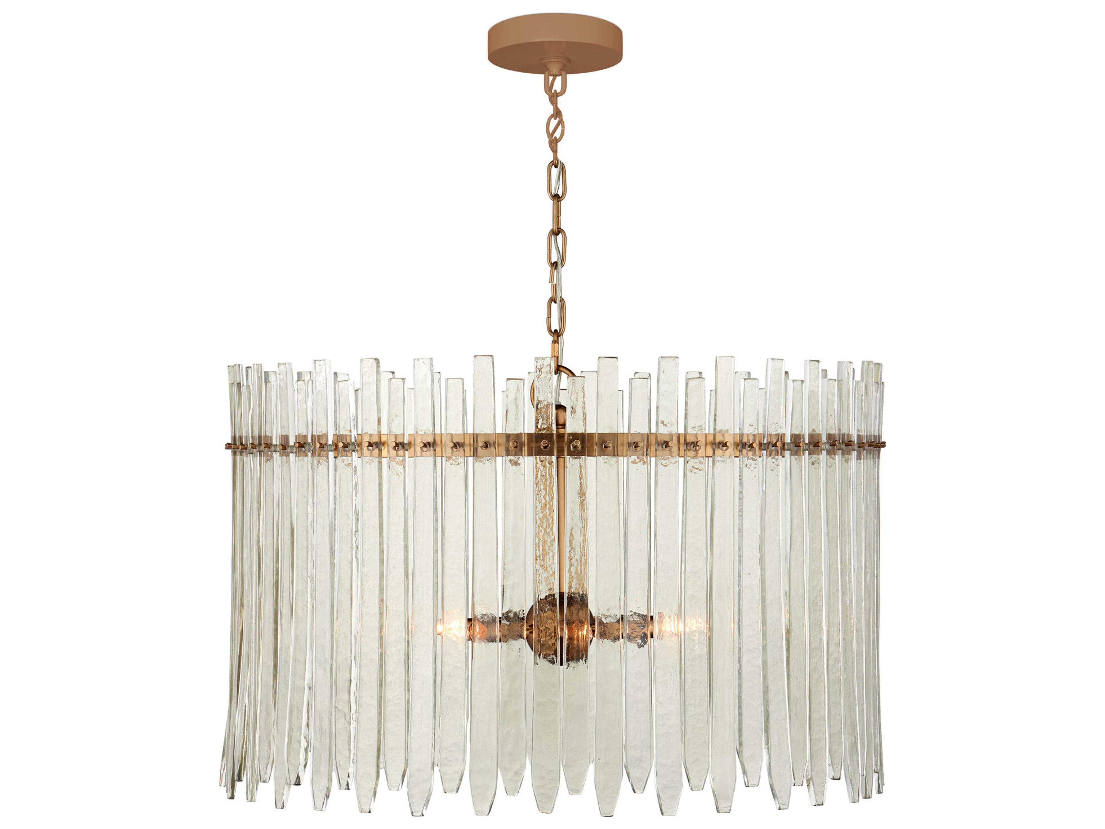 Currey & Company Electra 6-Light Clear Antique Brass Drum Chandelier