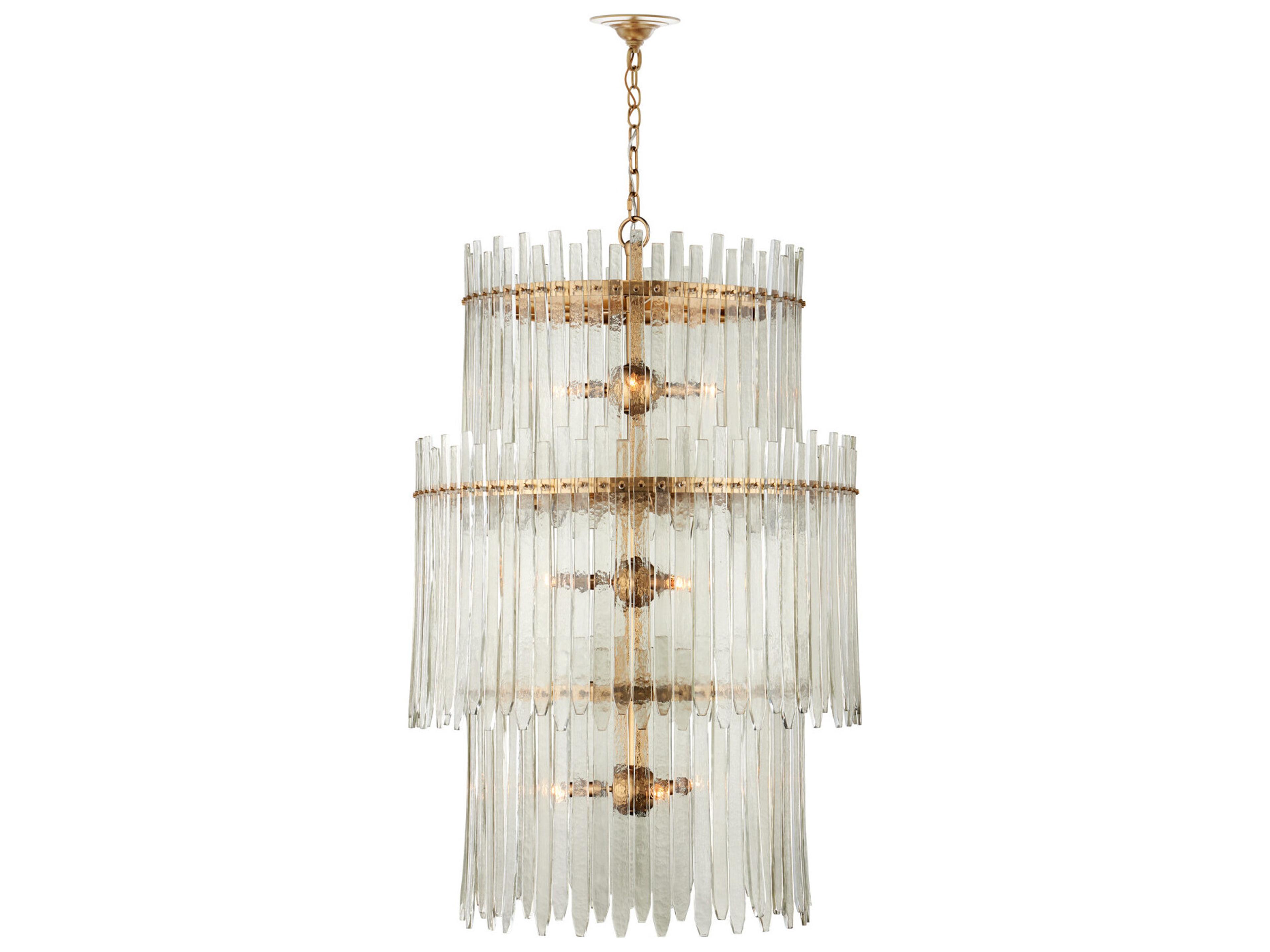 Currey & Company Electra 9-Light Clear Antique Brass Drum Tiered Chandelier