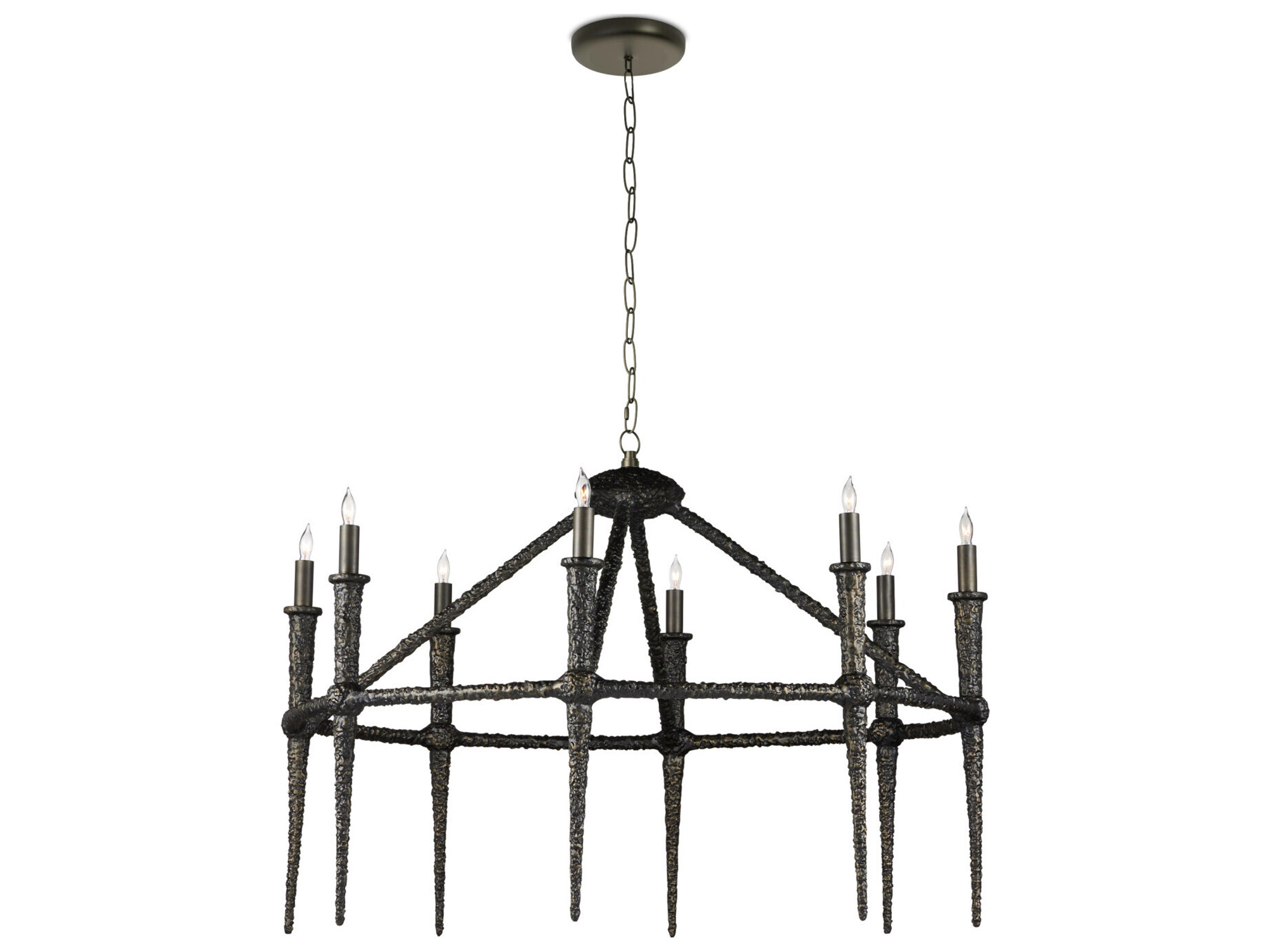 Currey & Company Blackthorn 8-Light Aged Bronze Candelabra Chandelier