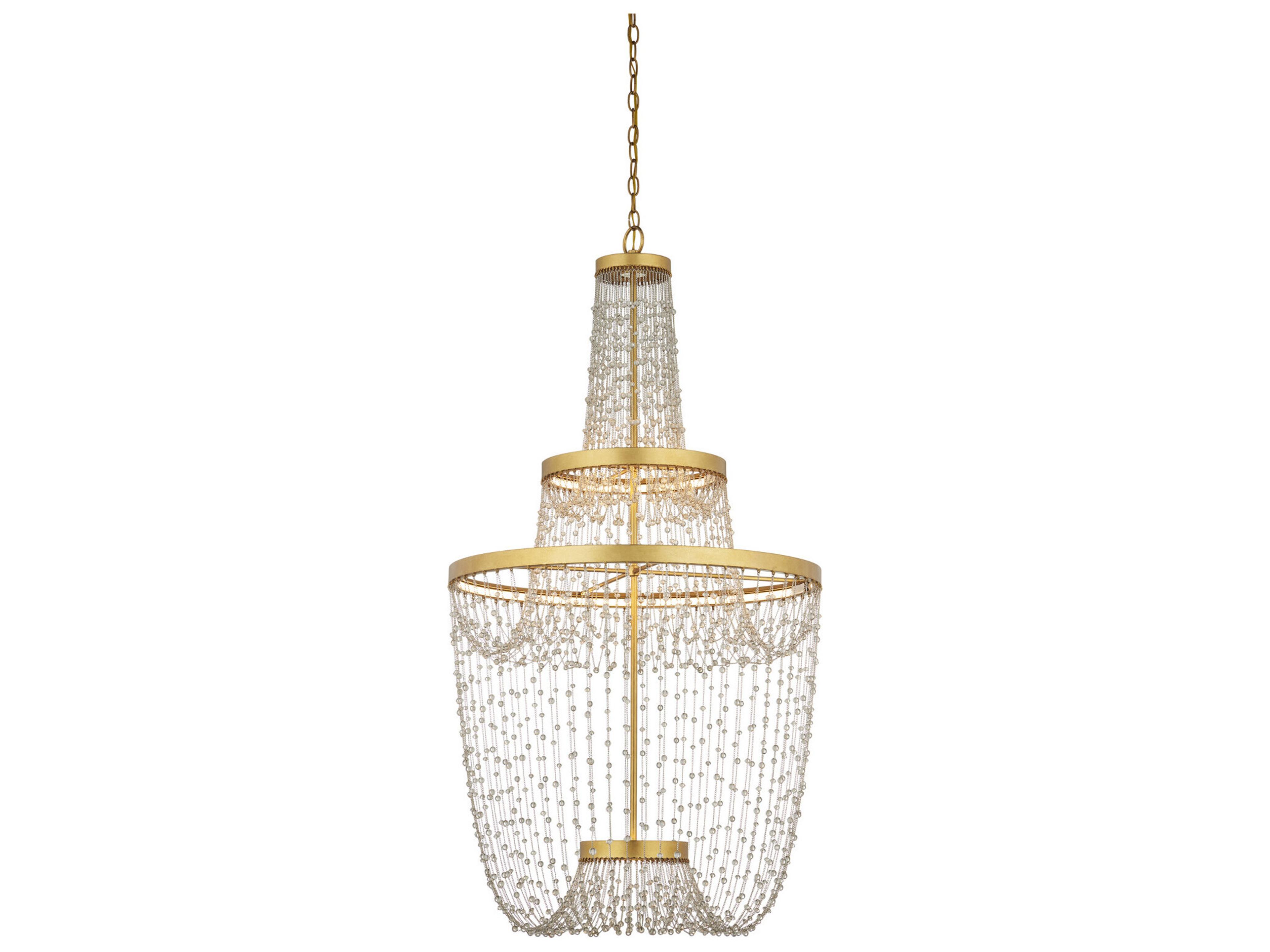 Currey & Company Mademoiselle 3-Light Polished Gold Tiered Chandelier