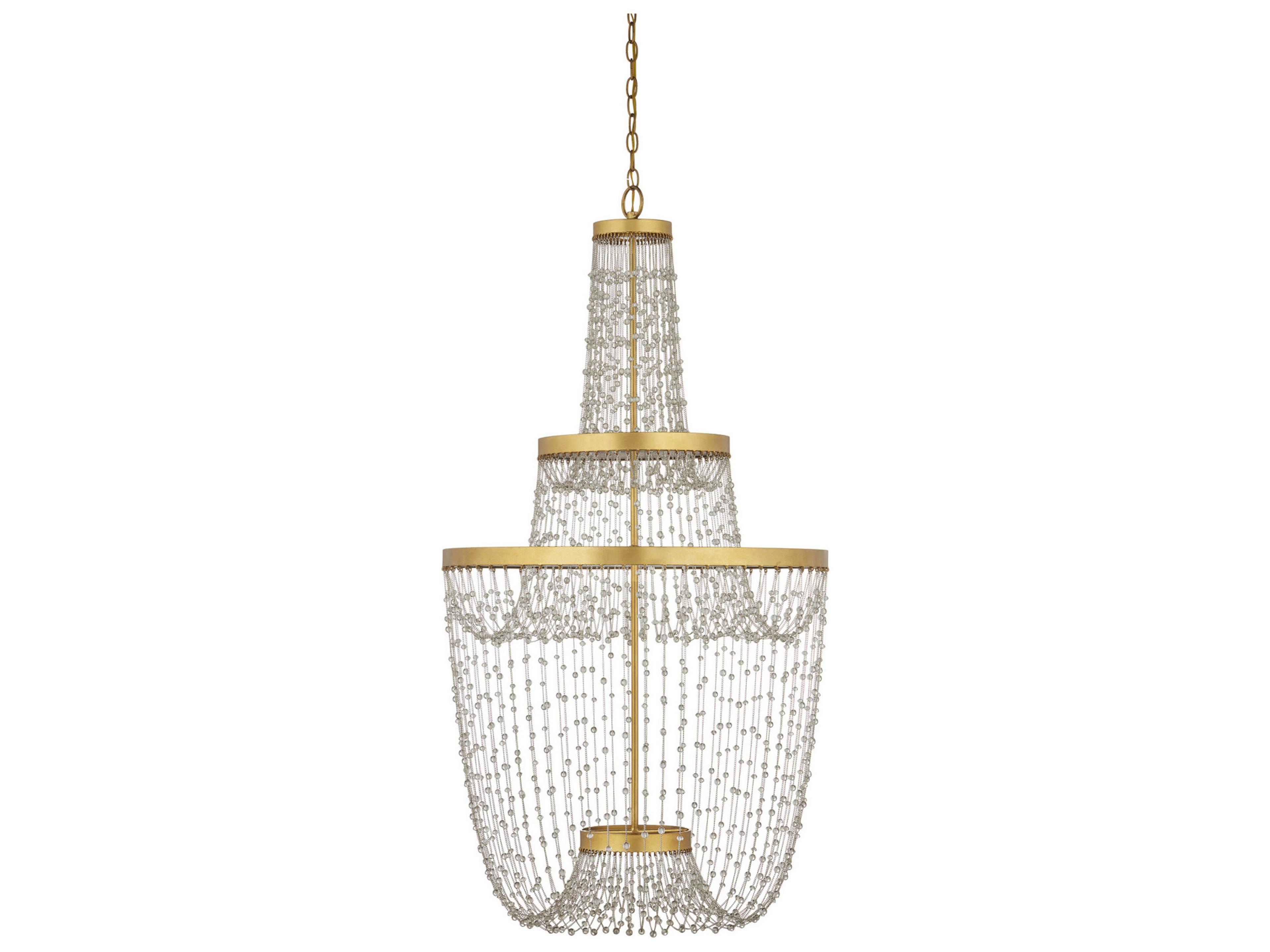 Currey & Company Mademoiselle 3-Light Polished Gold Tiered Chandelier