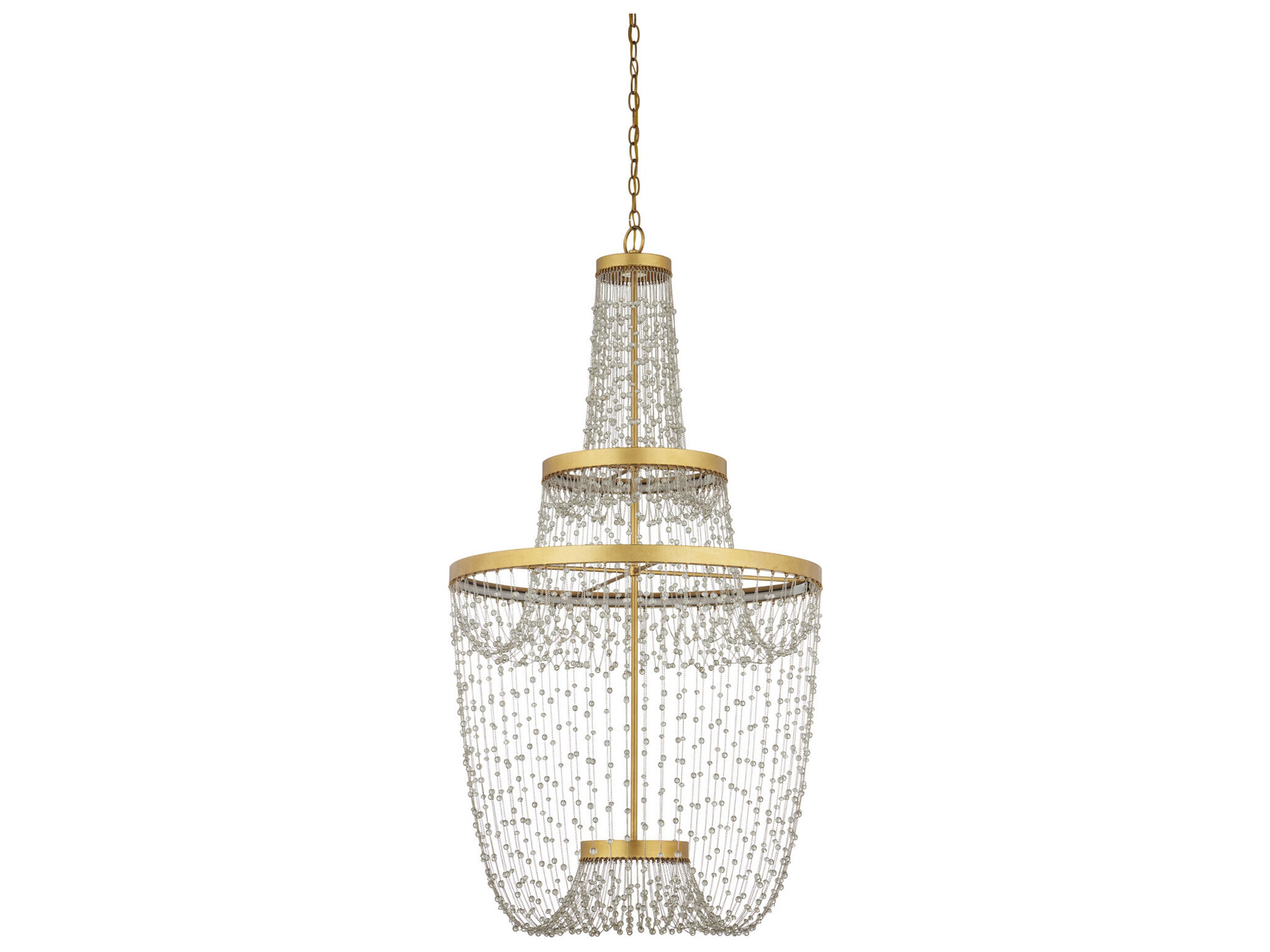 Currey & Company Mademoiselle 3-Light Polished Gold Tiered Chandelier