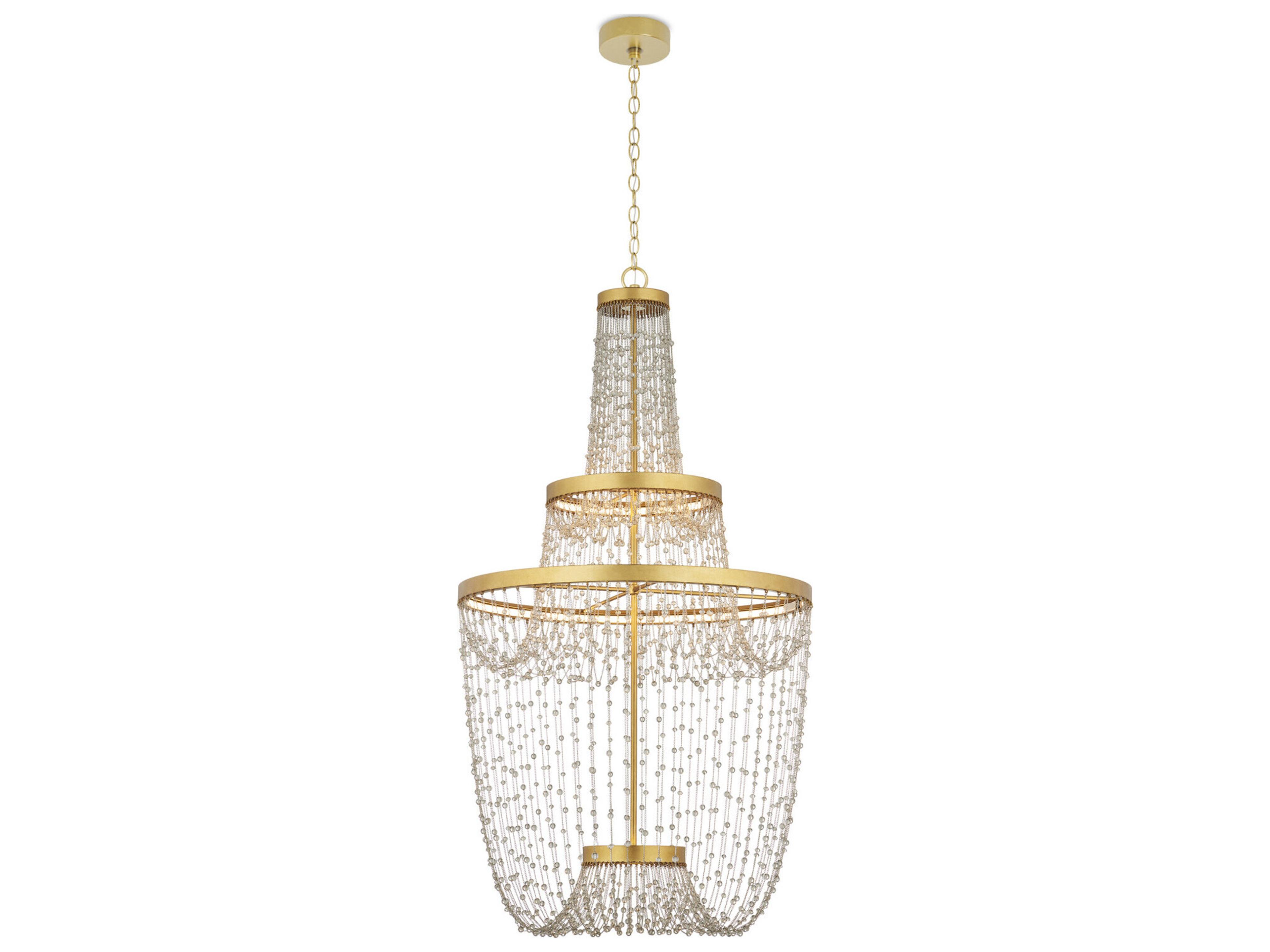 Currey & Company Mademoiselle 3-Light Polished Gold Tiered Chandelier