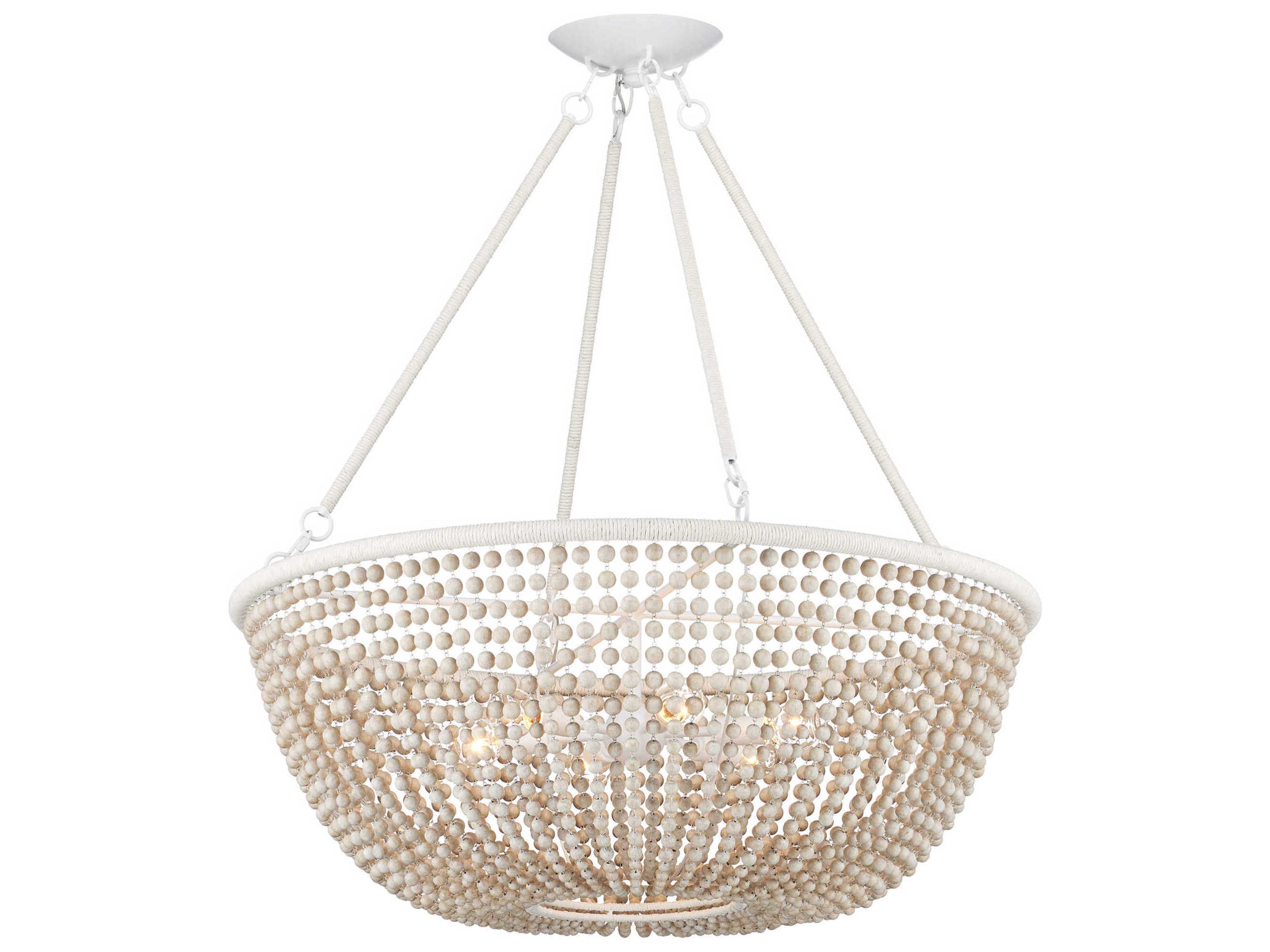 Currey & Company Wychwood 6-Light Polished White Bowl Chandelier
