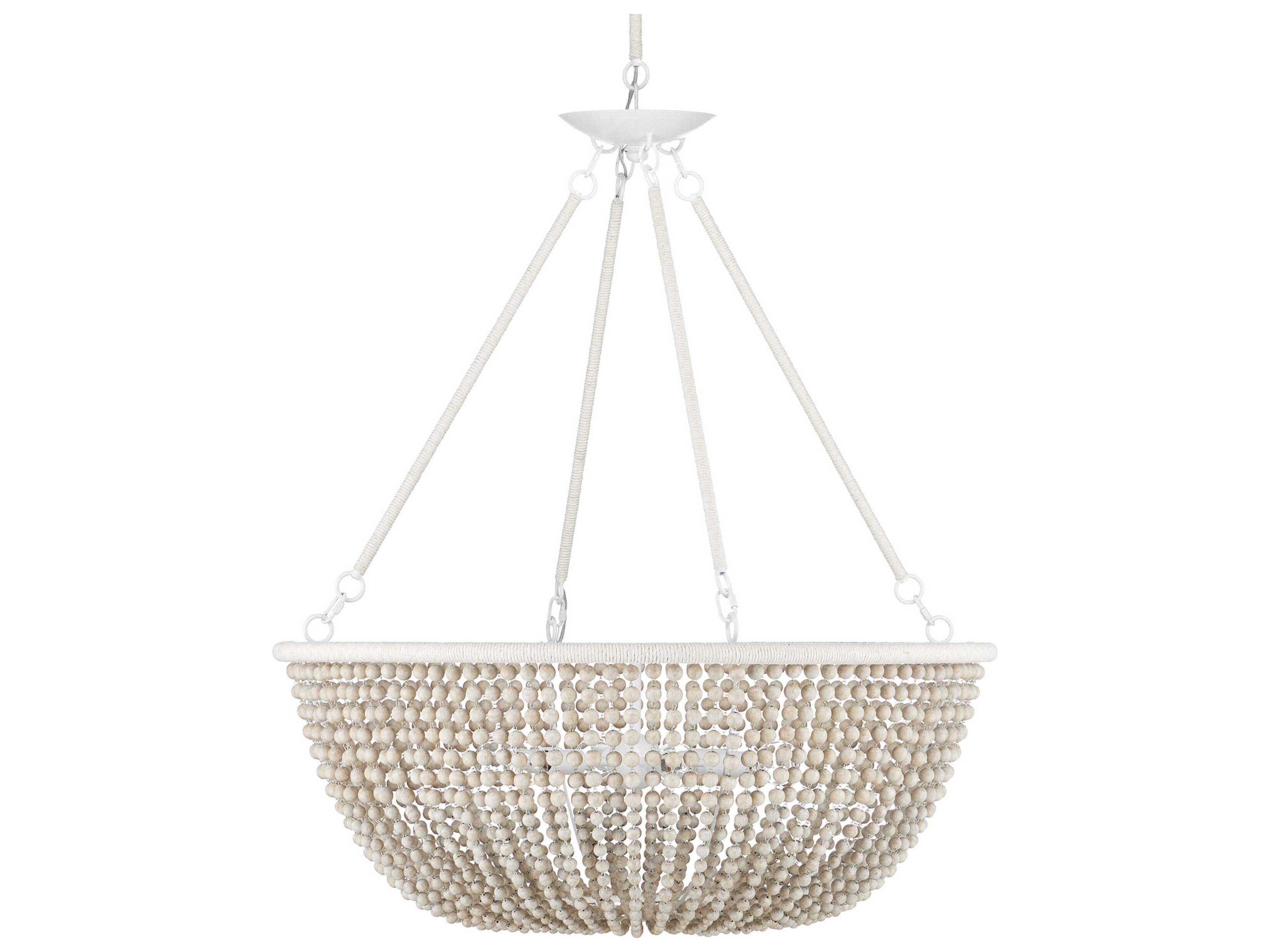 Currey & Company Wychwood 6-Light Polished White Bowl Chandelier