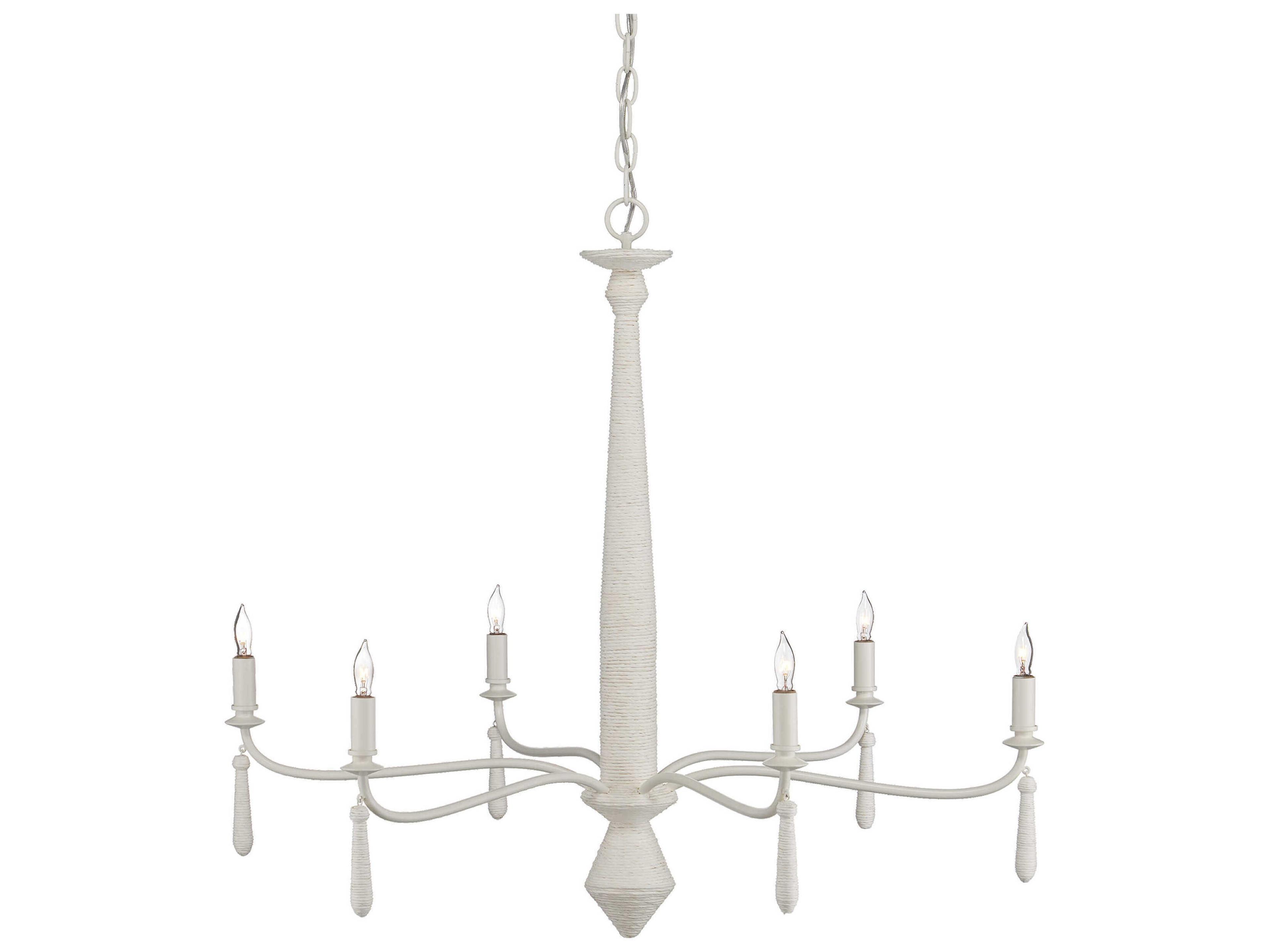 Currey & Company Donnybrook 6-Light Textured Ivory White Candelabra Chandelier